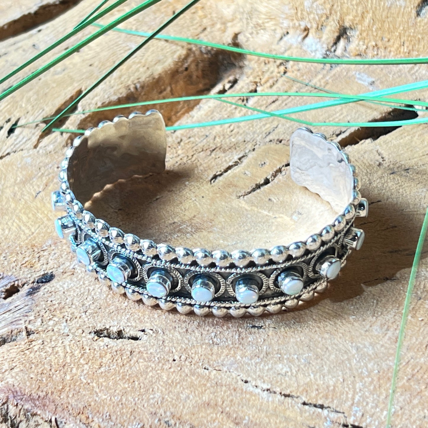 7cm x 2cm Silver Bracelet with Opal