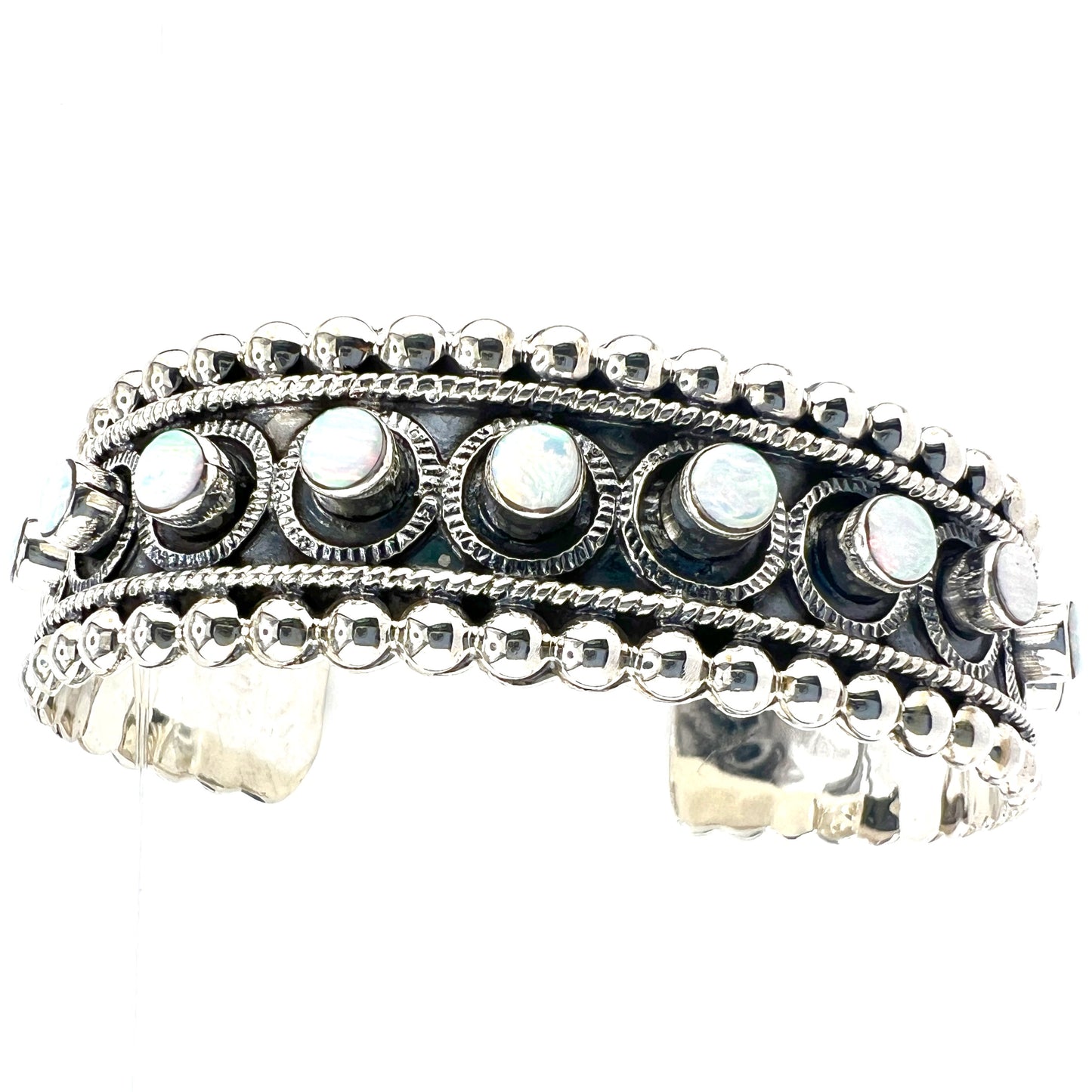 7cm x 2cm Silver Bracelet with Opal