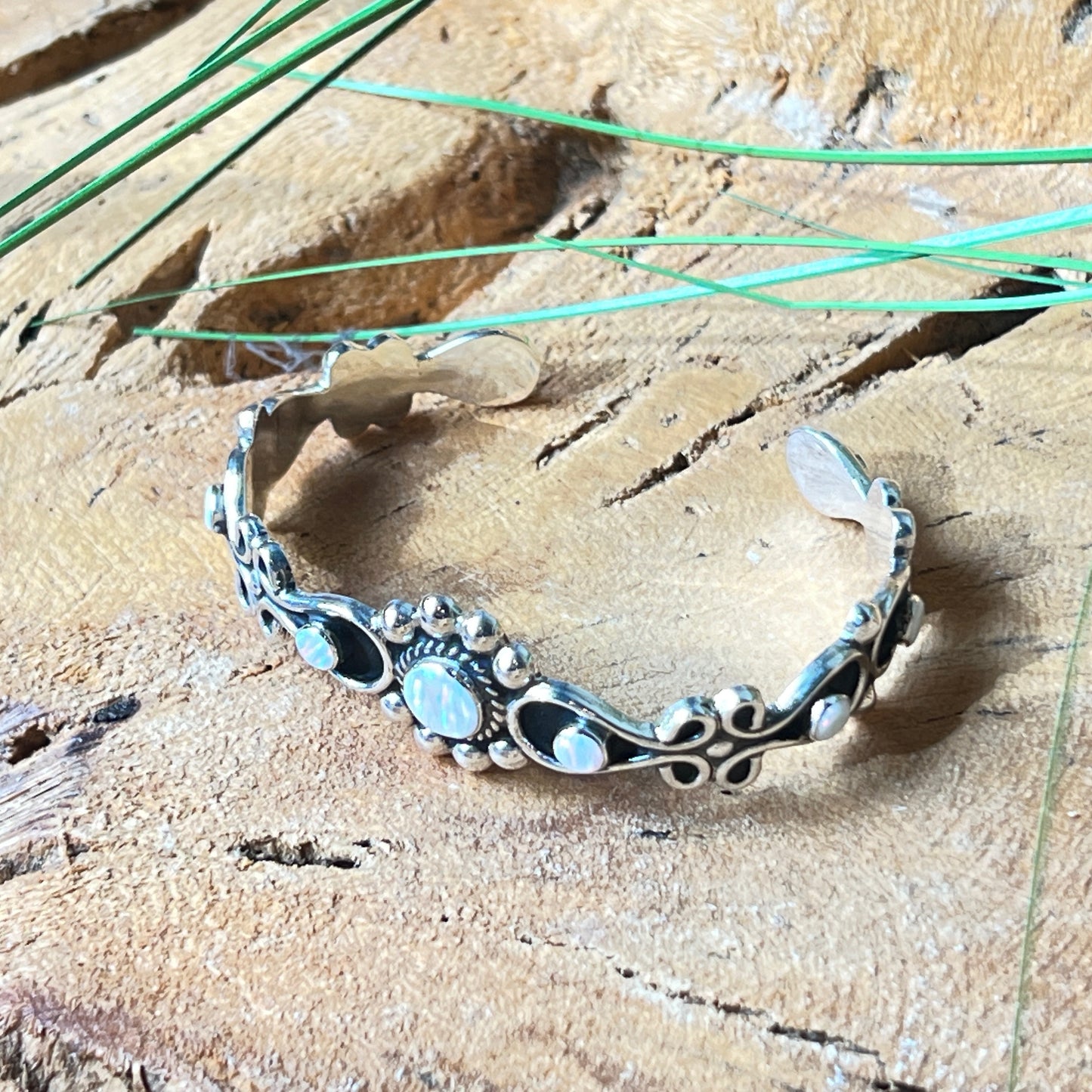 7cm x 2cm Silver Bracelet with Opal