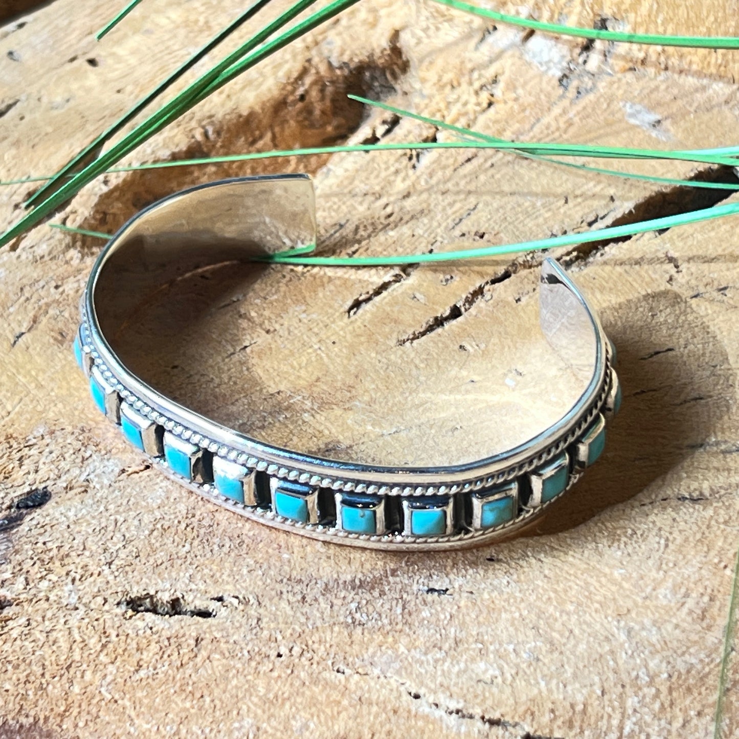 7cm x 1.2cm Silver Bracelet with Turquoise