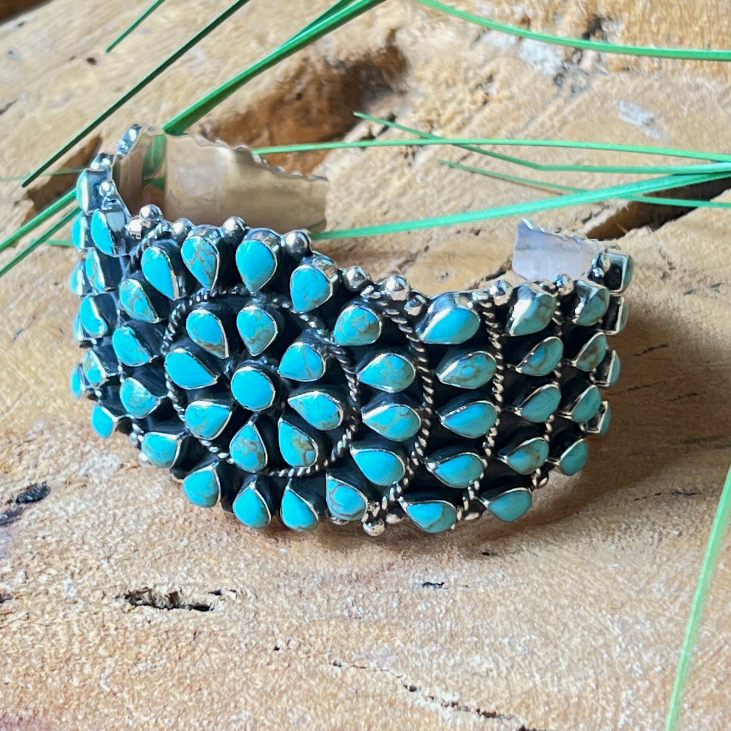7cm x 4cm Silver Bracelet with Turquoise
