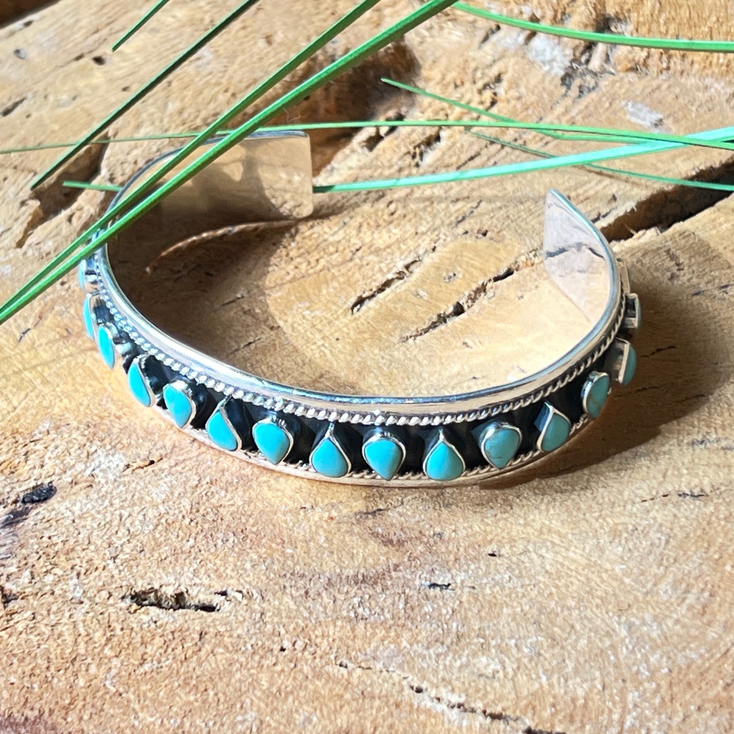 7cm x 2.5cm Silver Bracelet with Turquoise