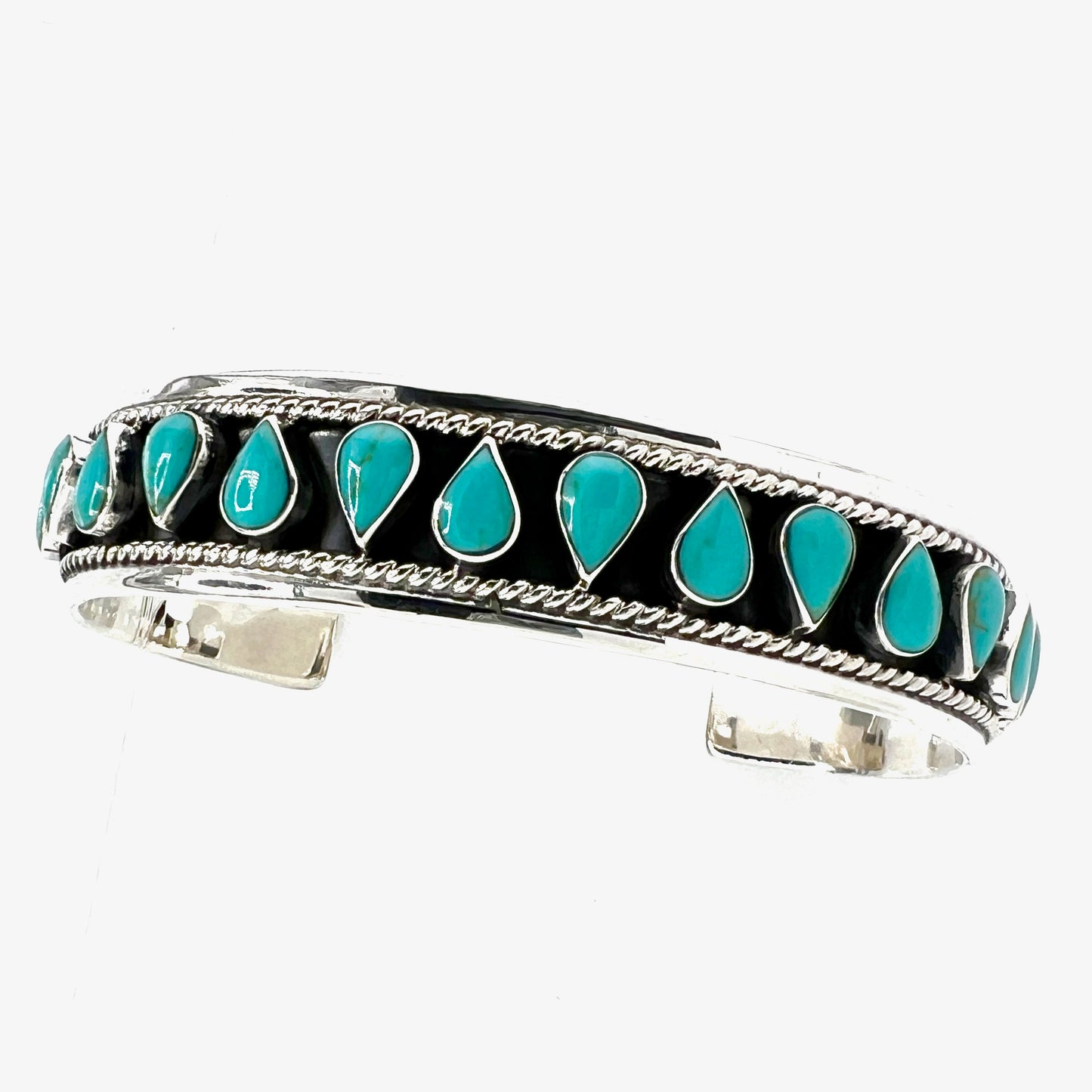 7cm x 2.5cm Silver Bracelet with Turquoise