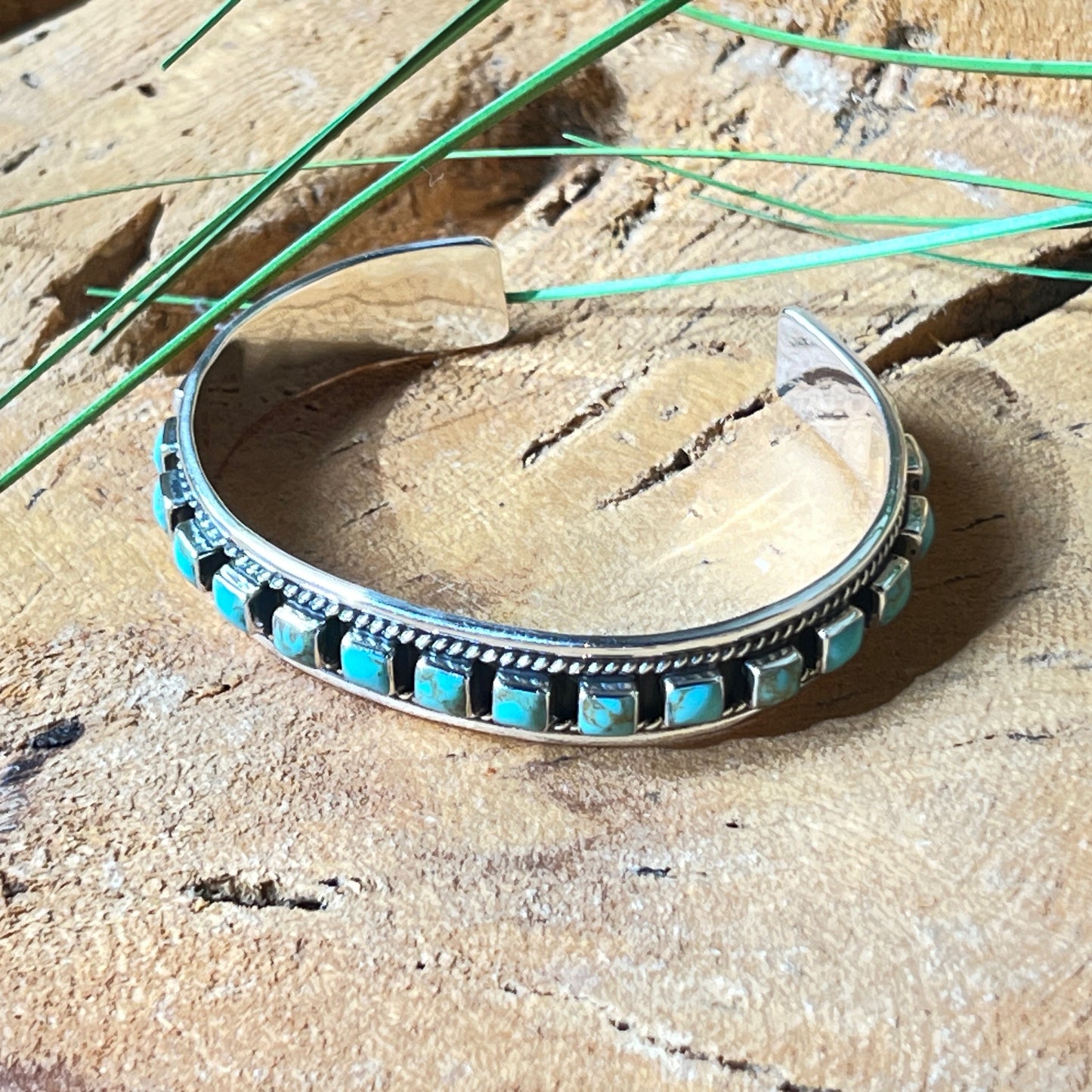 6.5cm x 1cm Silver Bracelet with Turquoise