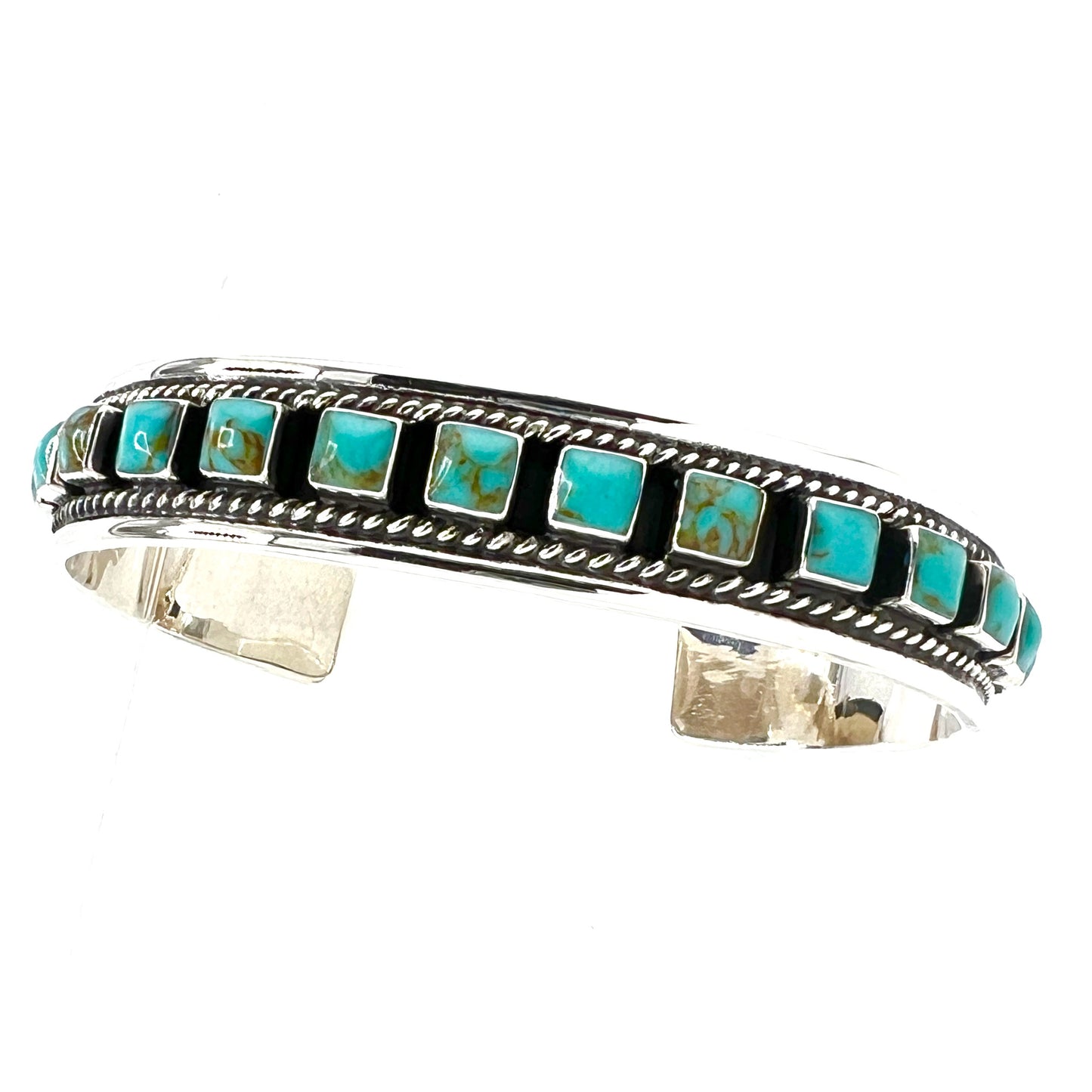 6.5cm x 1cm Silver Bracelet with Turquoise