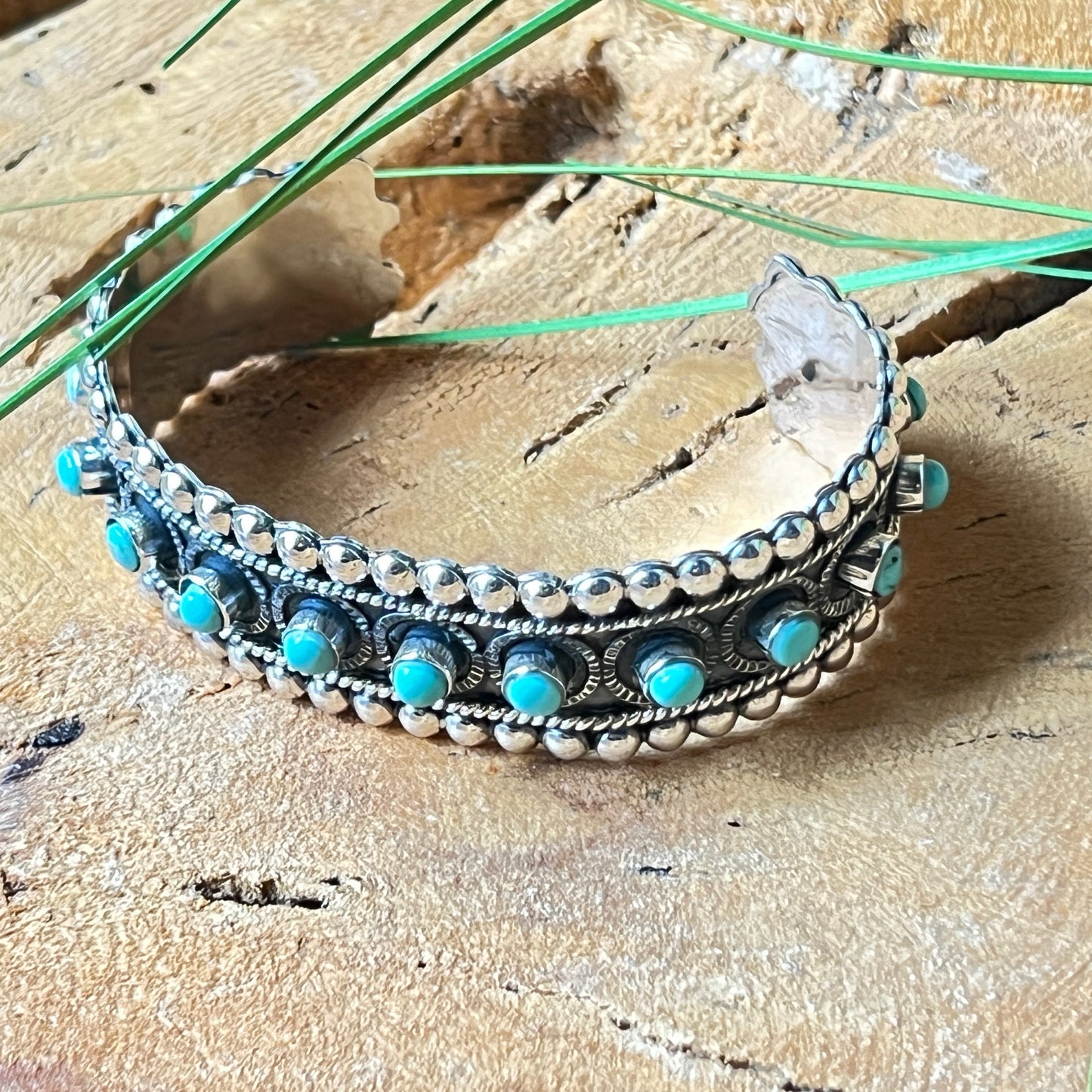 7cm x 2cm Silver Bracelet with Turquoise