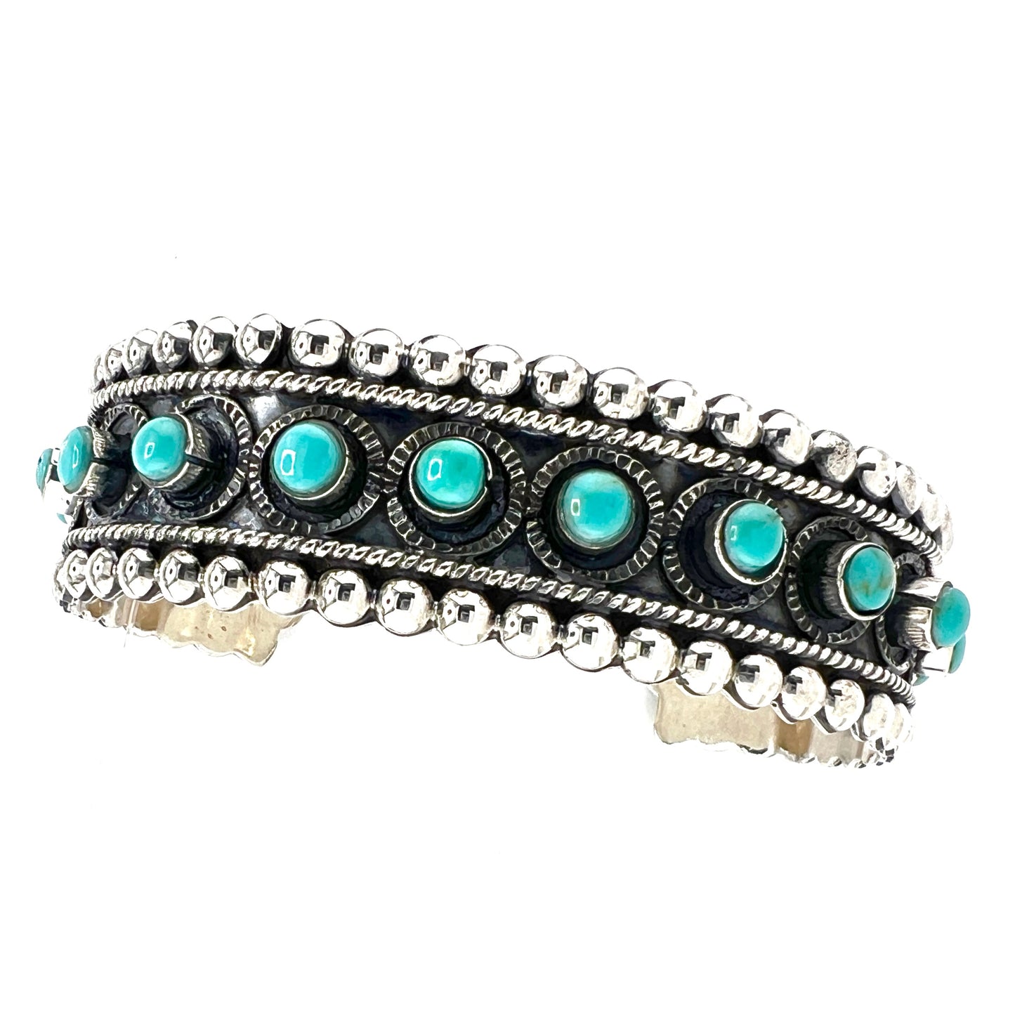 7cm x 2cm Silver Bracelet with Turquoise