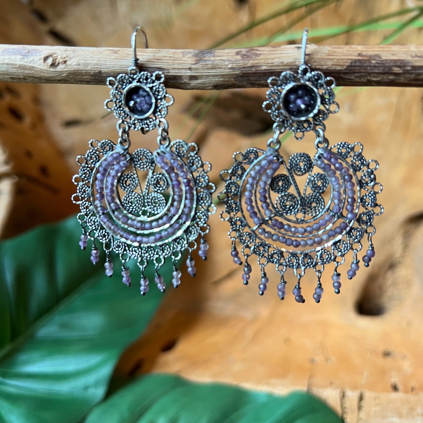 4cm 925 filigree with amethyst bead
