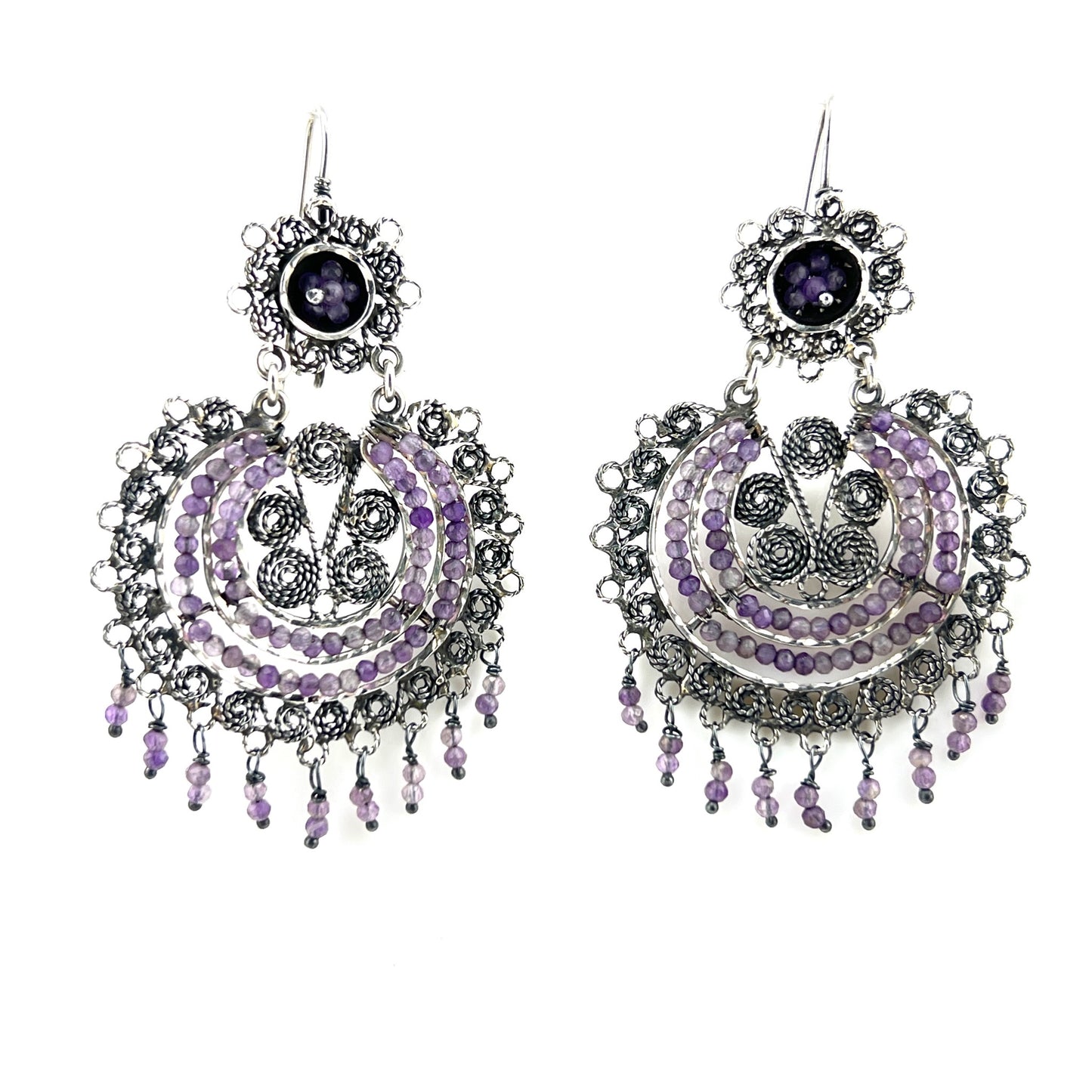 4cm 925 filigree with amethyst bead