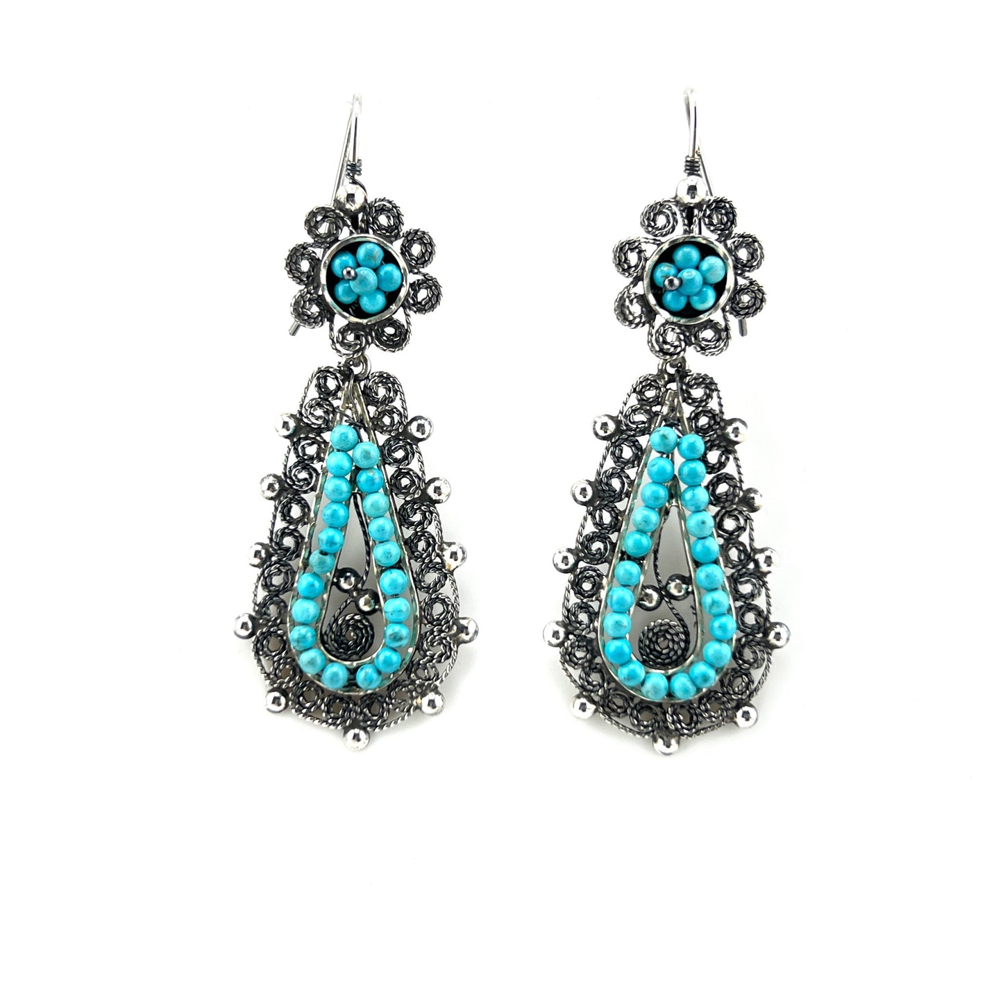 6cm 925 silver earrings Turquoise bead