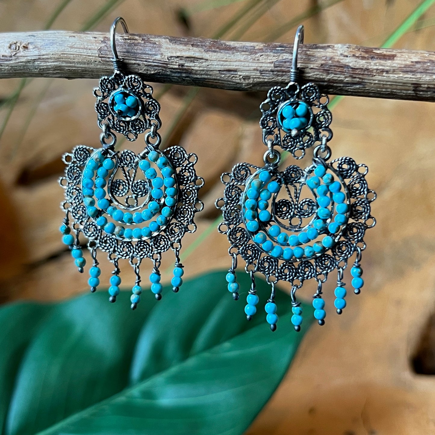 5.5cm 925 silver earrings with Turquoise bead