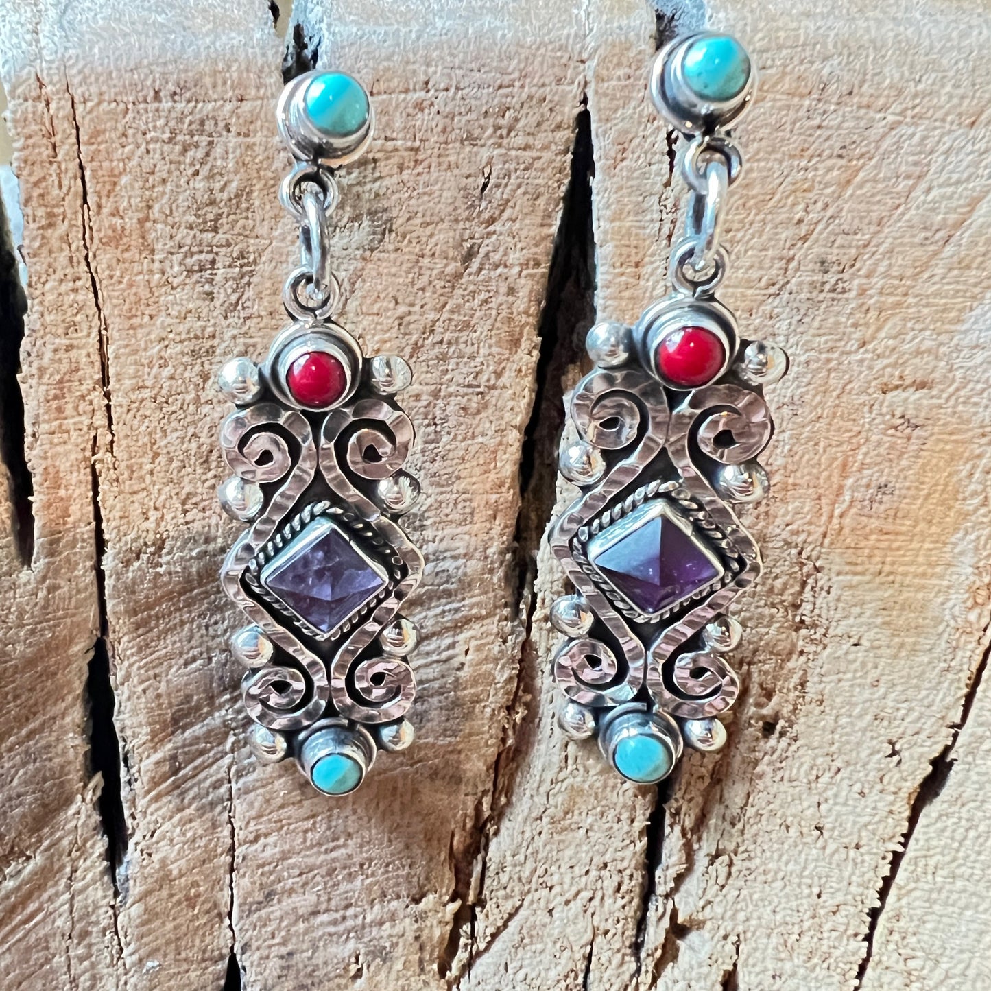5cm 925 silver earrings with natural stones