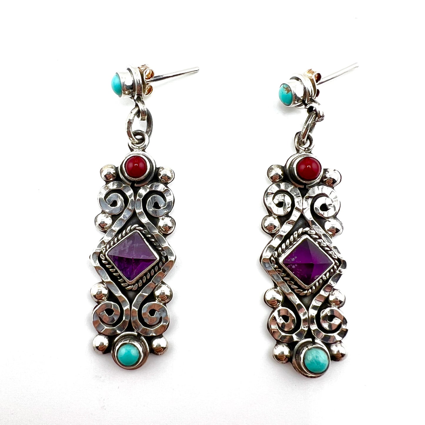 5cm 925 silver earrings with natural stones