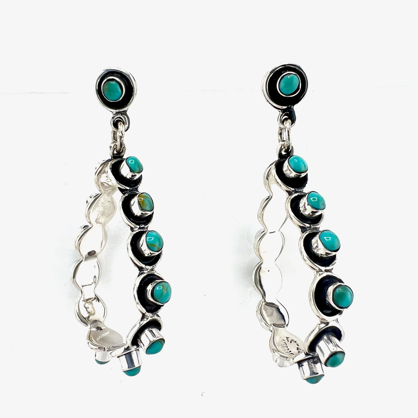 5cm Silver Earrings with Turquoise