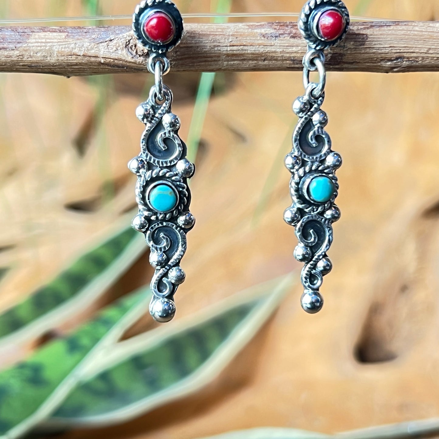 5 Silver Earrings with Turquoise