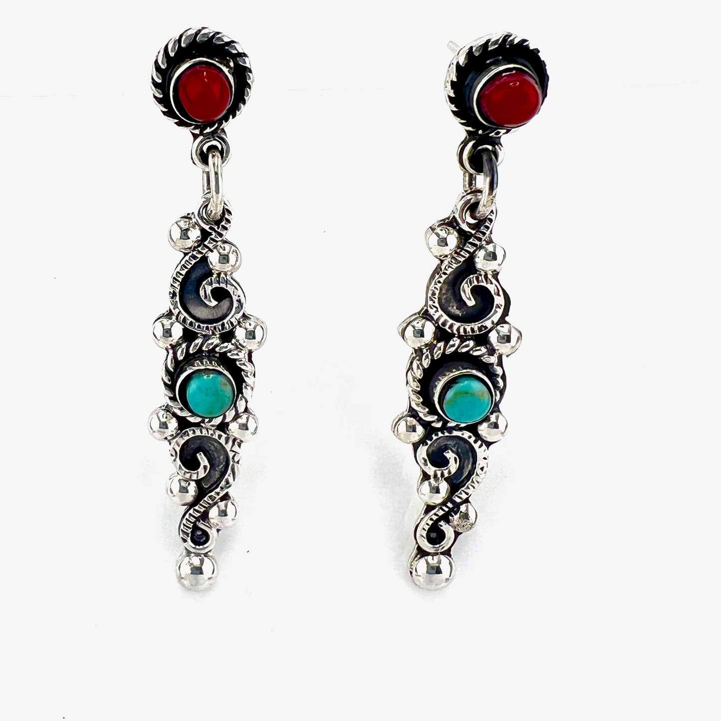5 Silver Earrings with Turquoise