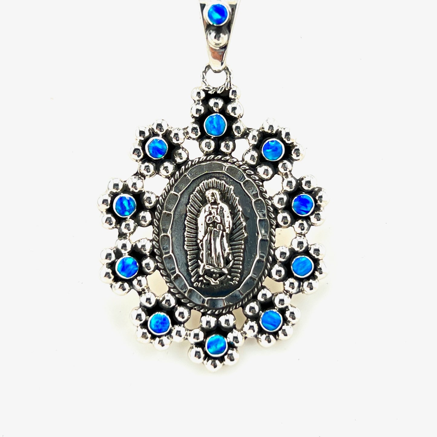 5cm 925 silver pendant with turquoise around Virgin