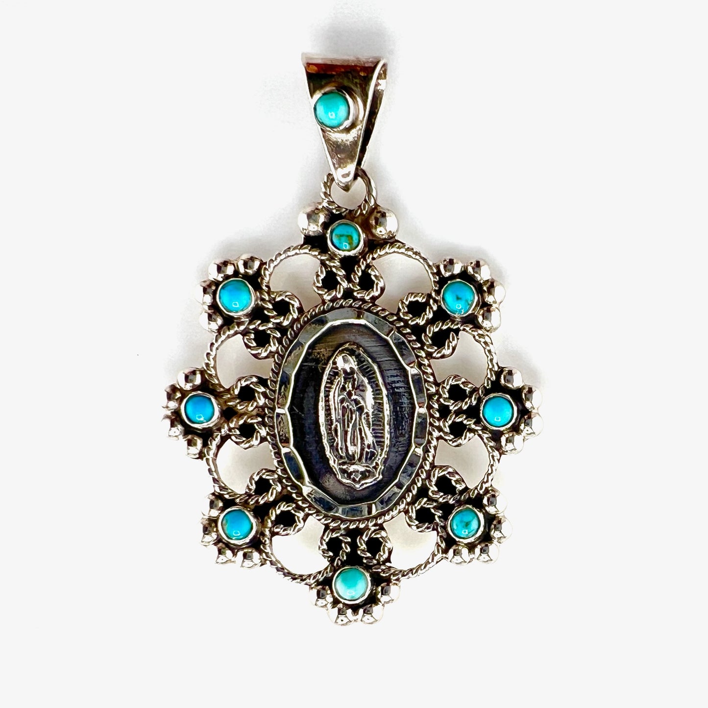 4cm virgin pendant with turquoise
