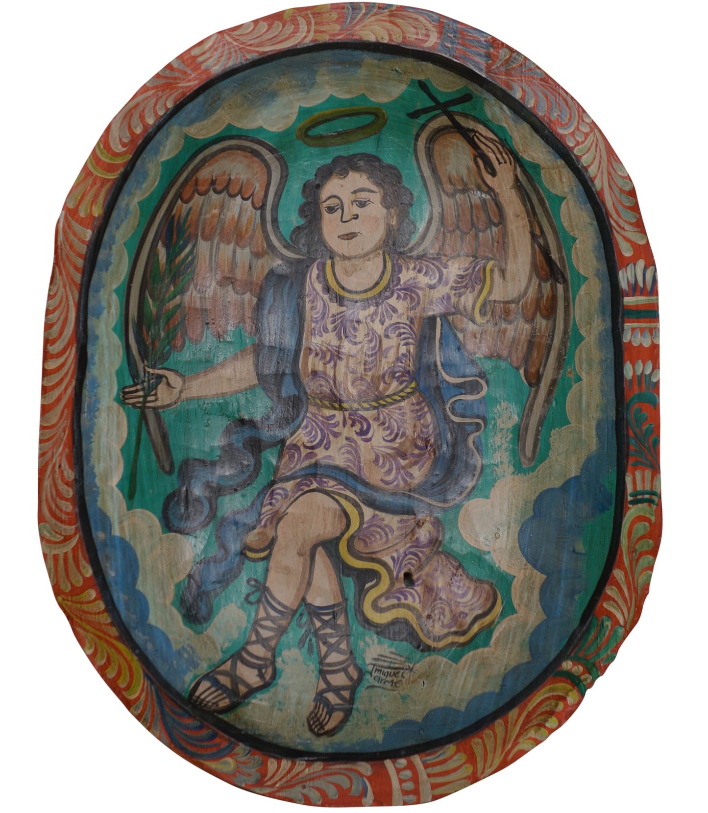 Hand Painted Mexican Wood Dough Bowl