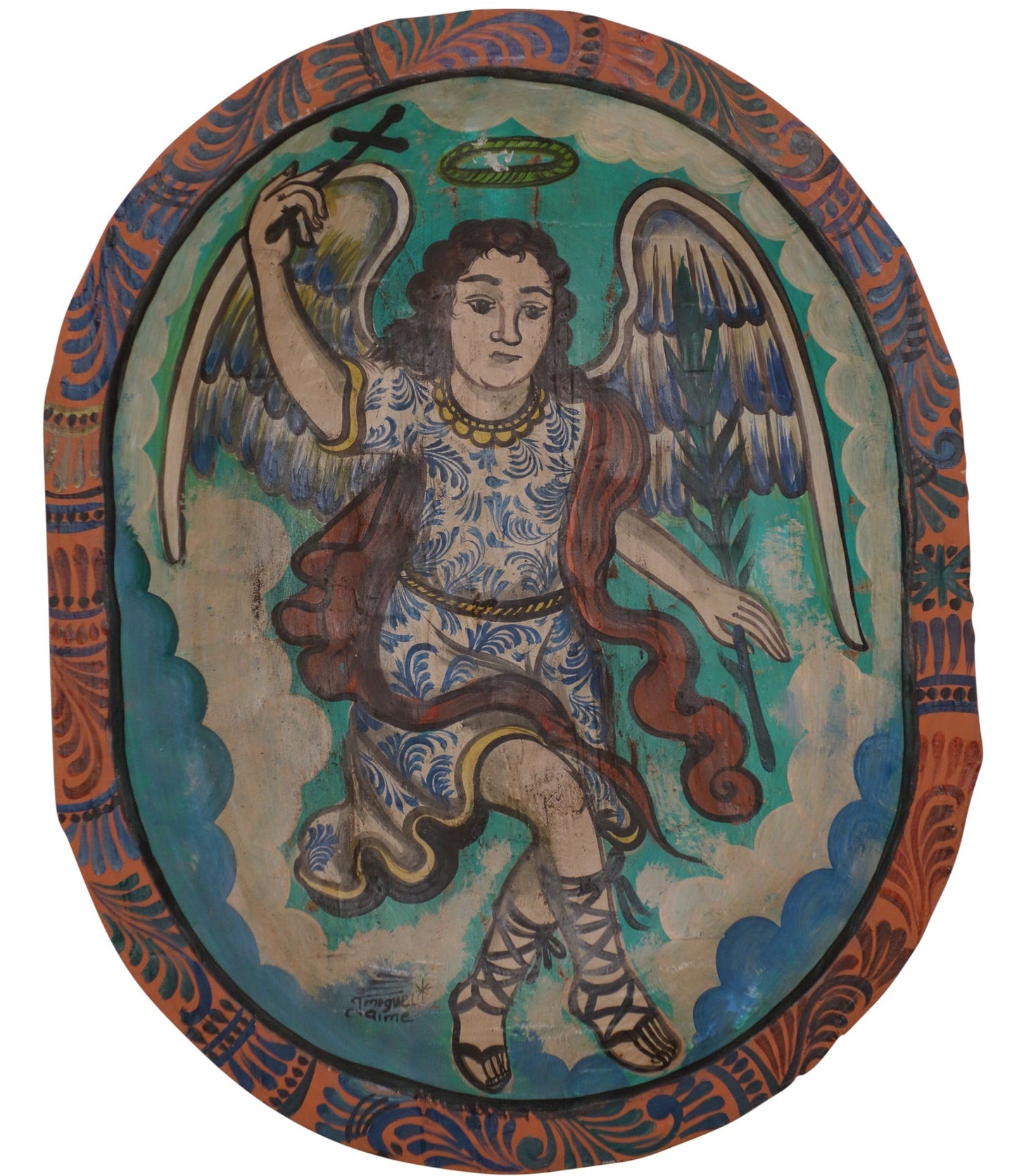 Hand Painted Mexican Wood Dough Bowl