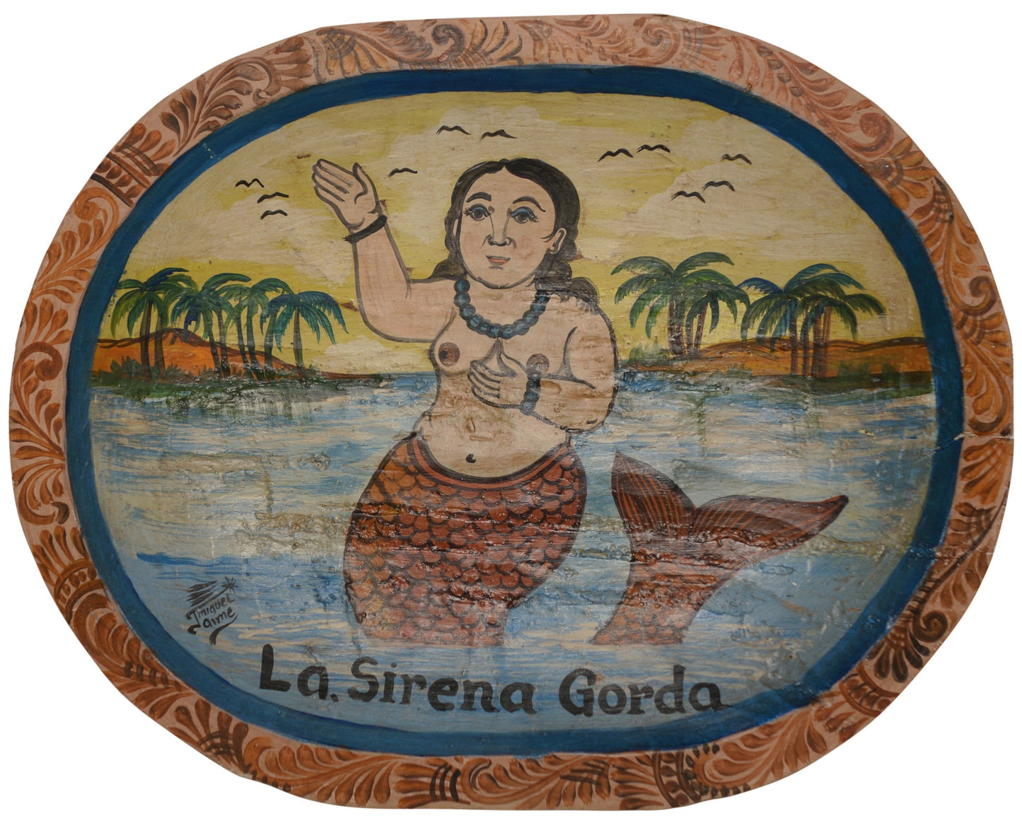 Hand Painted Mexican Wood Dough Bowl