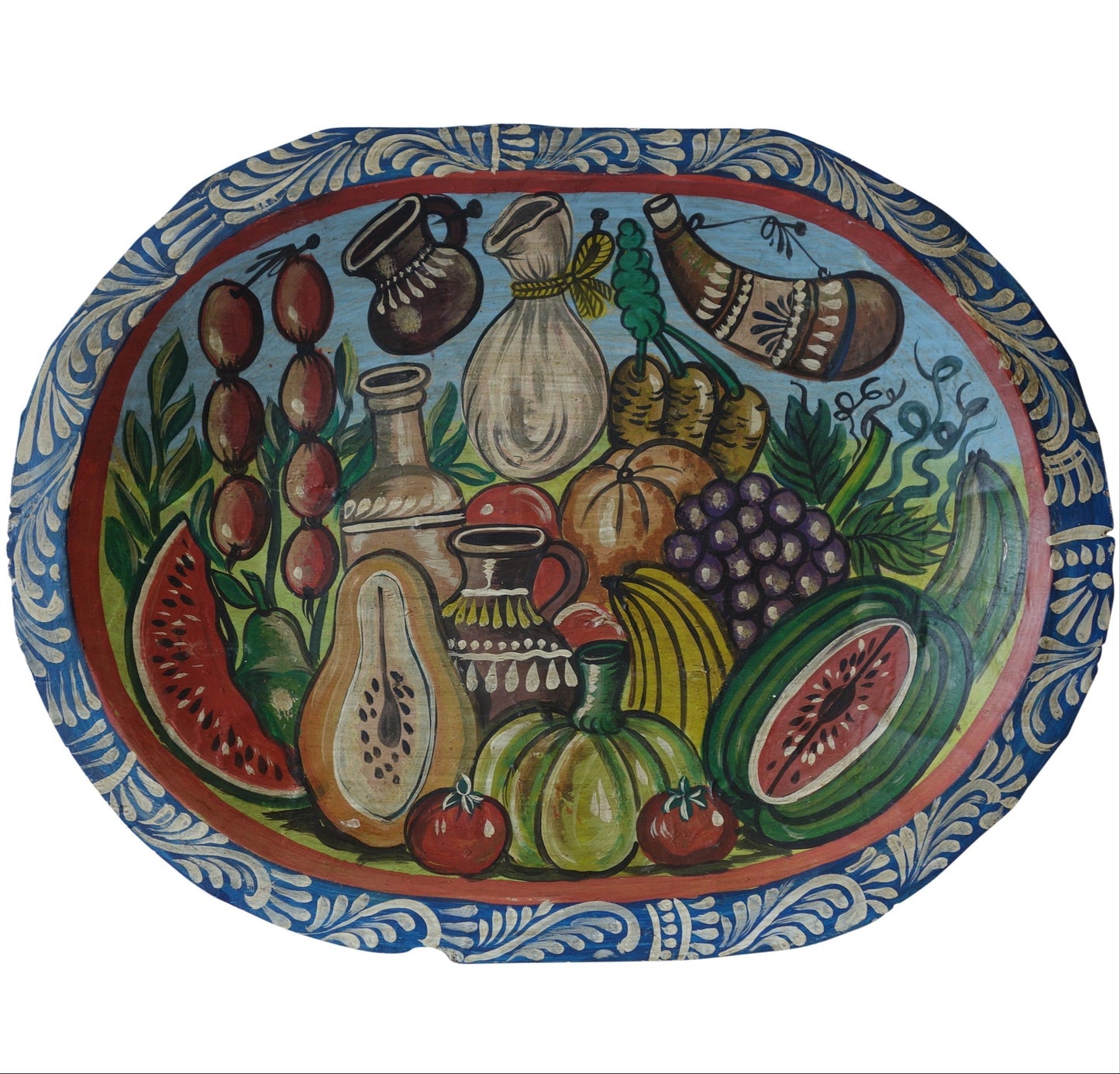 Hand Painted Mexican Wood Dough Bowl