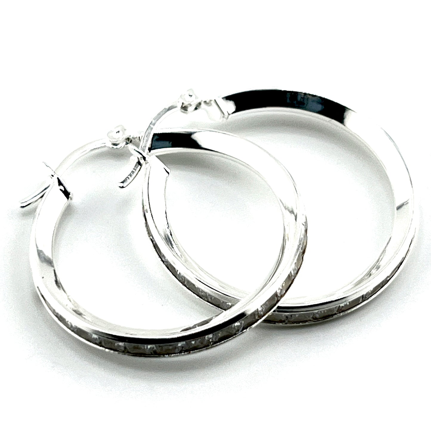 30mm HOOP .925 Silver Earrings CUBIC ZIRCONIA