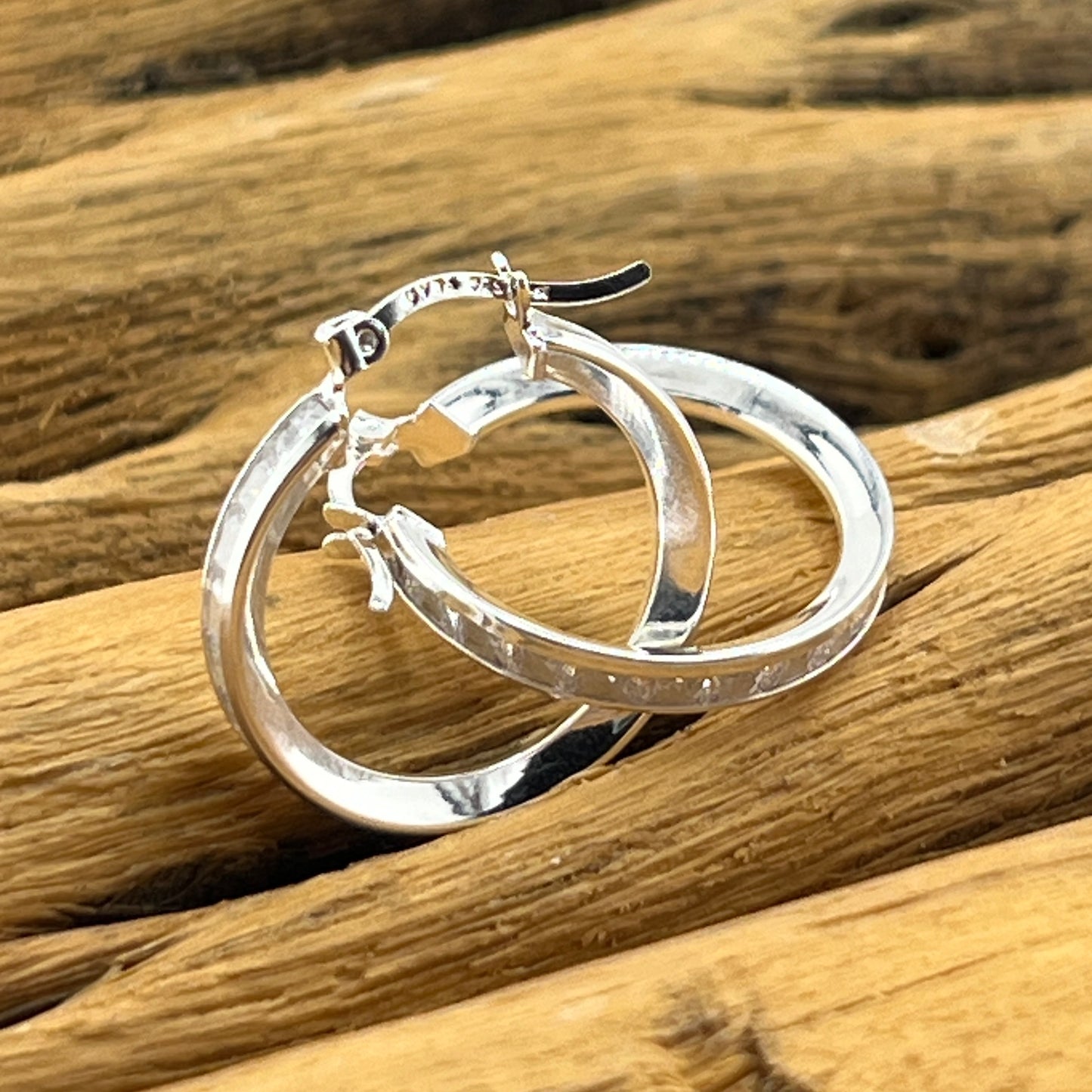 22mm HOOP .925 Silver Earrings WITH CUBIC ZIRCONIA