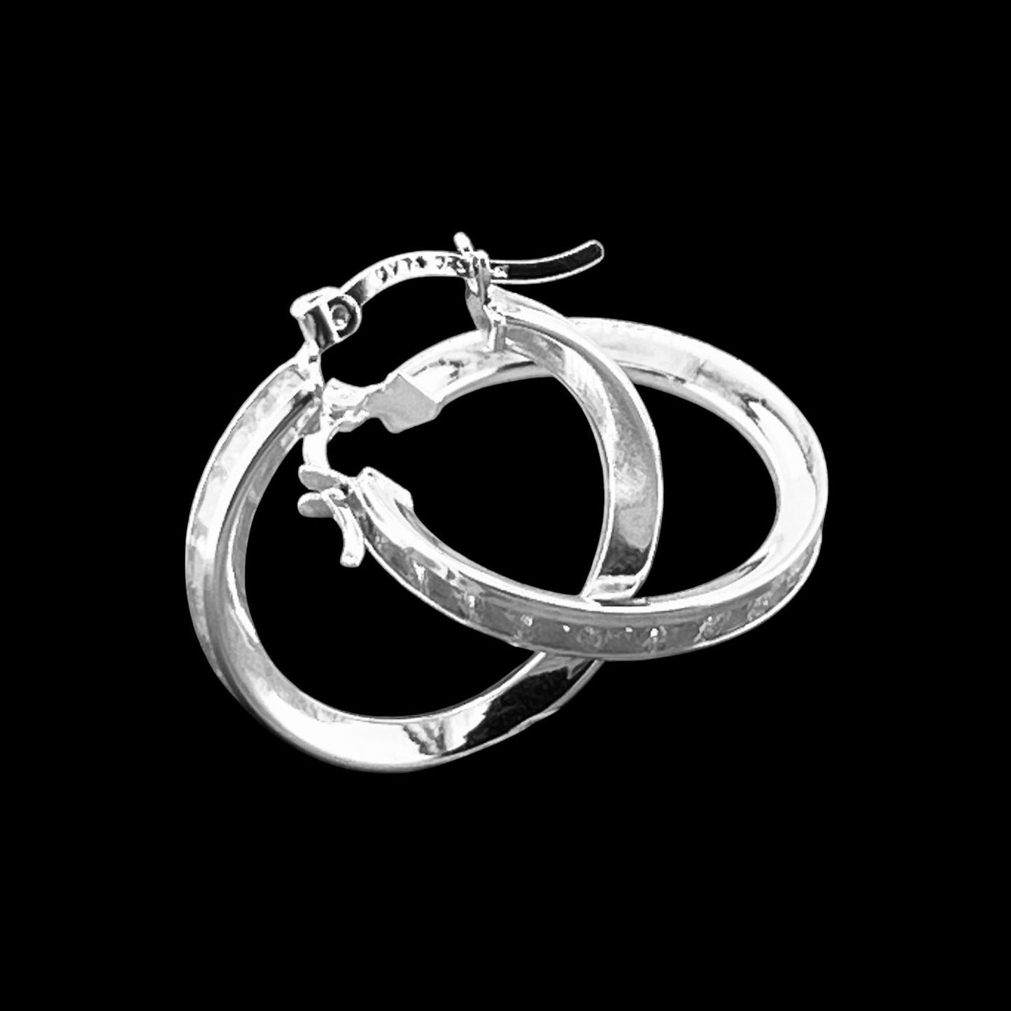 22mm HOOP .925 Silver Earrings WITH CUBIC ZIRCONIA
