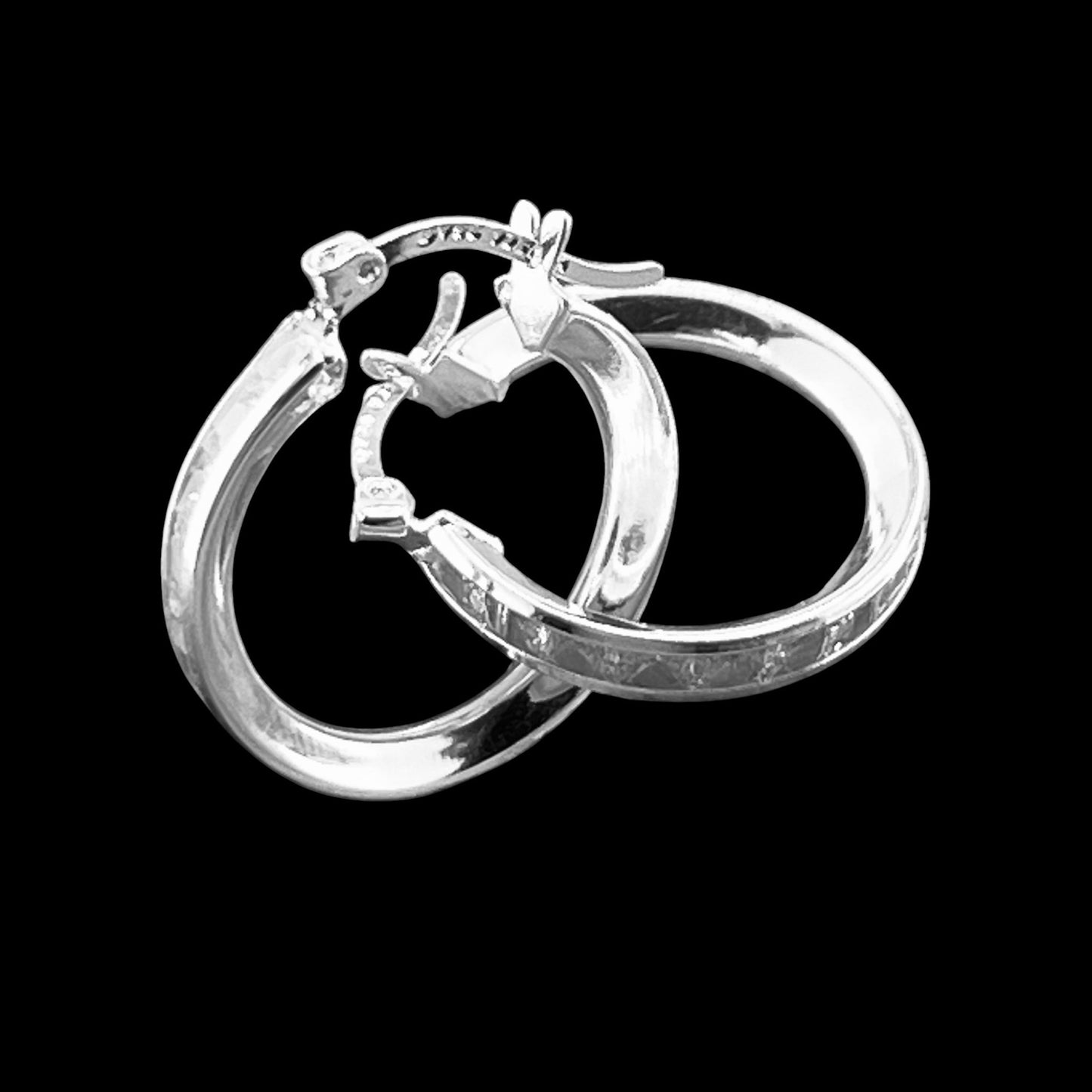20mm HOOP .925 Silver Earrings with Cubic Zirconia