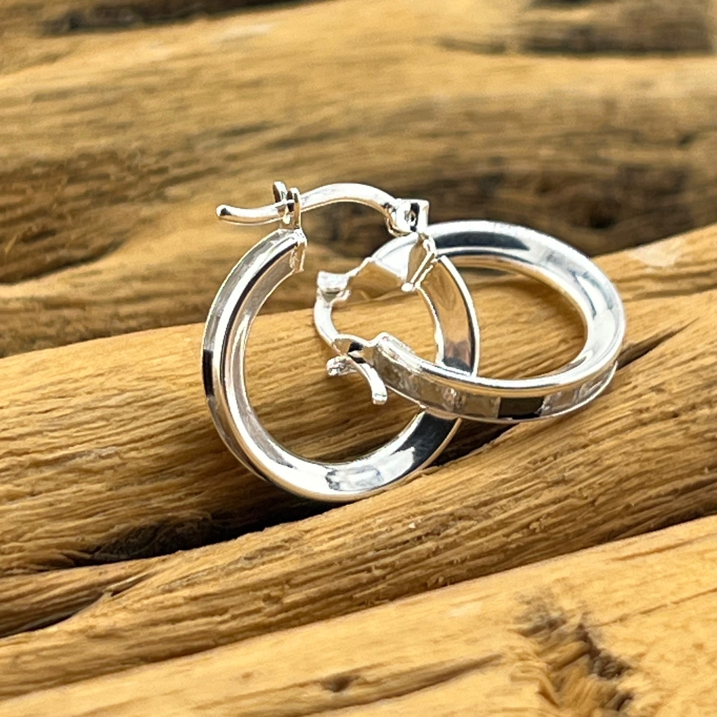 15mm HOOP .925 Silver Earrings with Cubic Zirconia