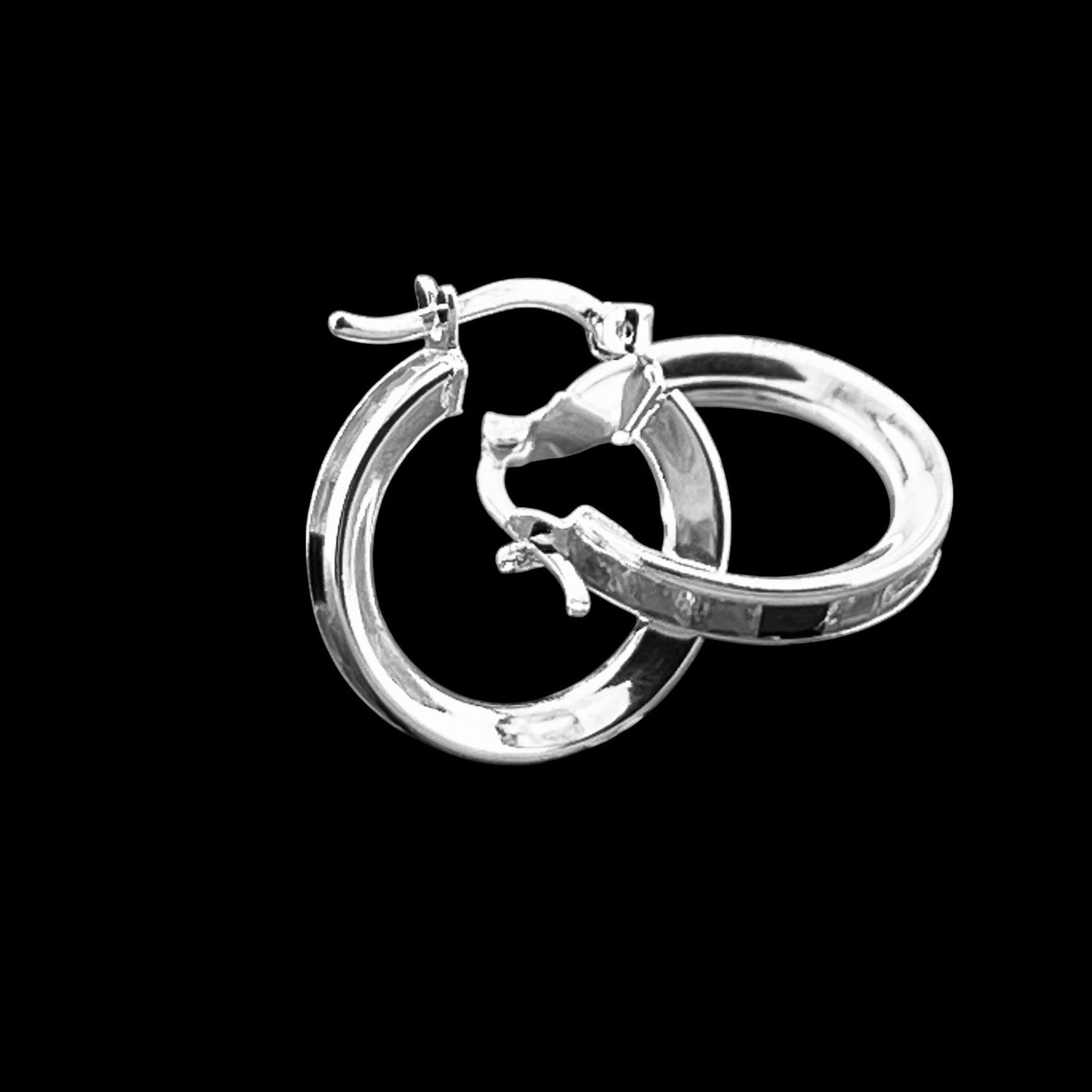 15mm HOOP .925 Silver Earrings with Cubic Zirconia