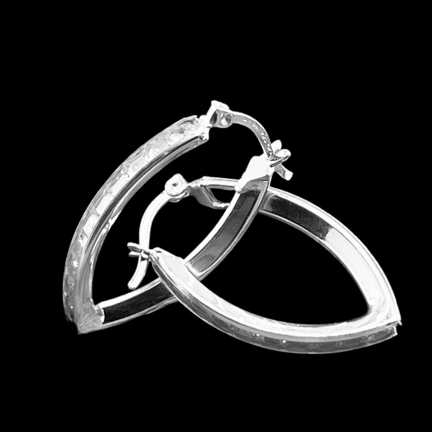 30mm Mandorla HOOP .925 Silver Earrings with Cubic Zirconia