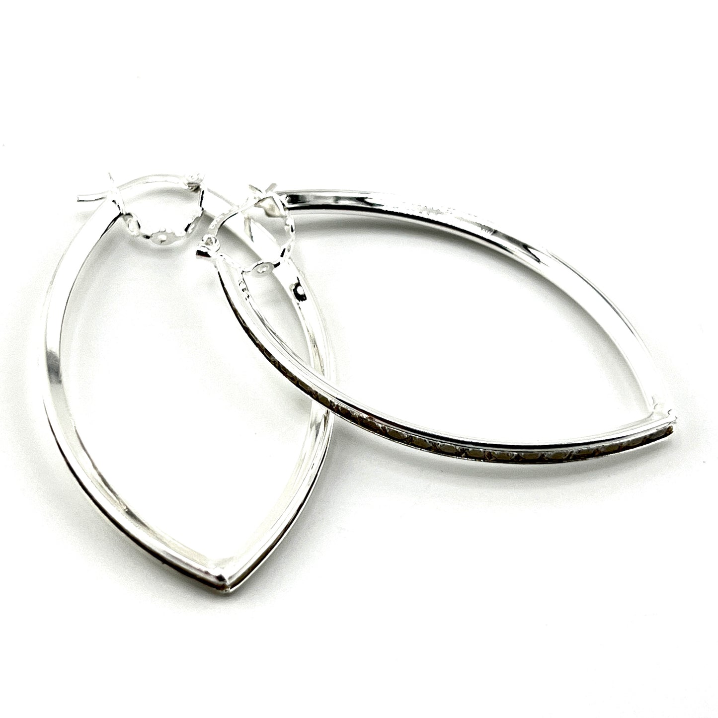 50mm Mandorla HOOP .925 Silver Earrings with Cubic Zirconia