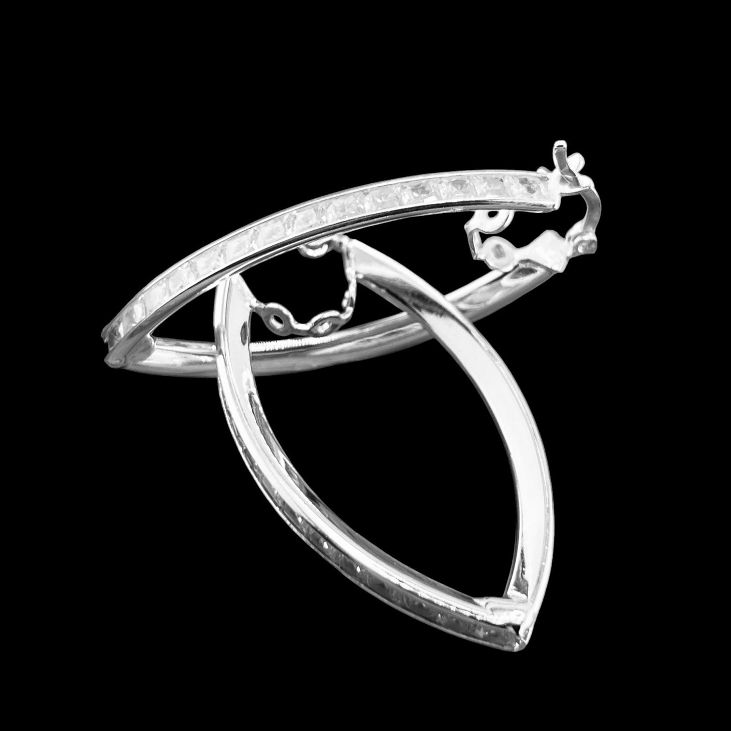 40mm Mandorla HOOP .925 Silver Earrings with Cubic Zirconia