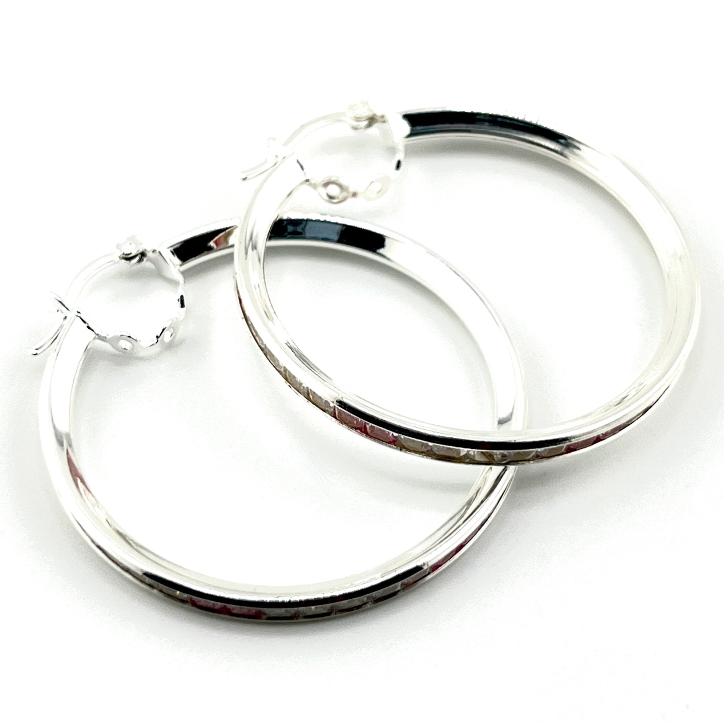43mm HOOP .925 Silver Earrings with Cubic Zirconia