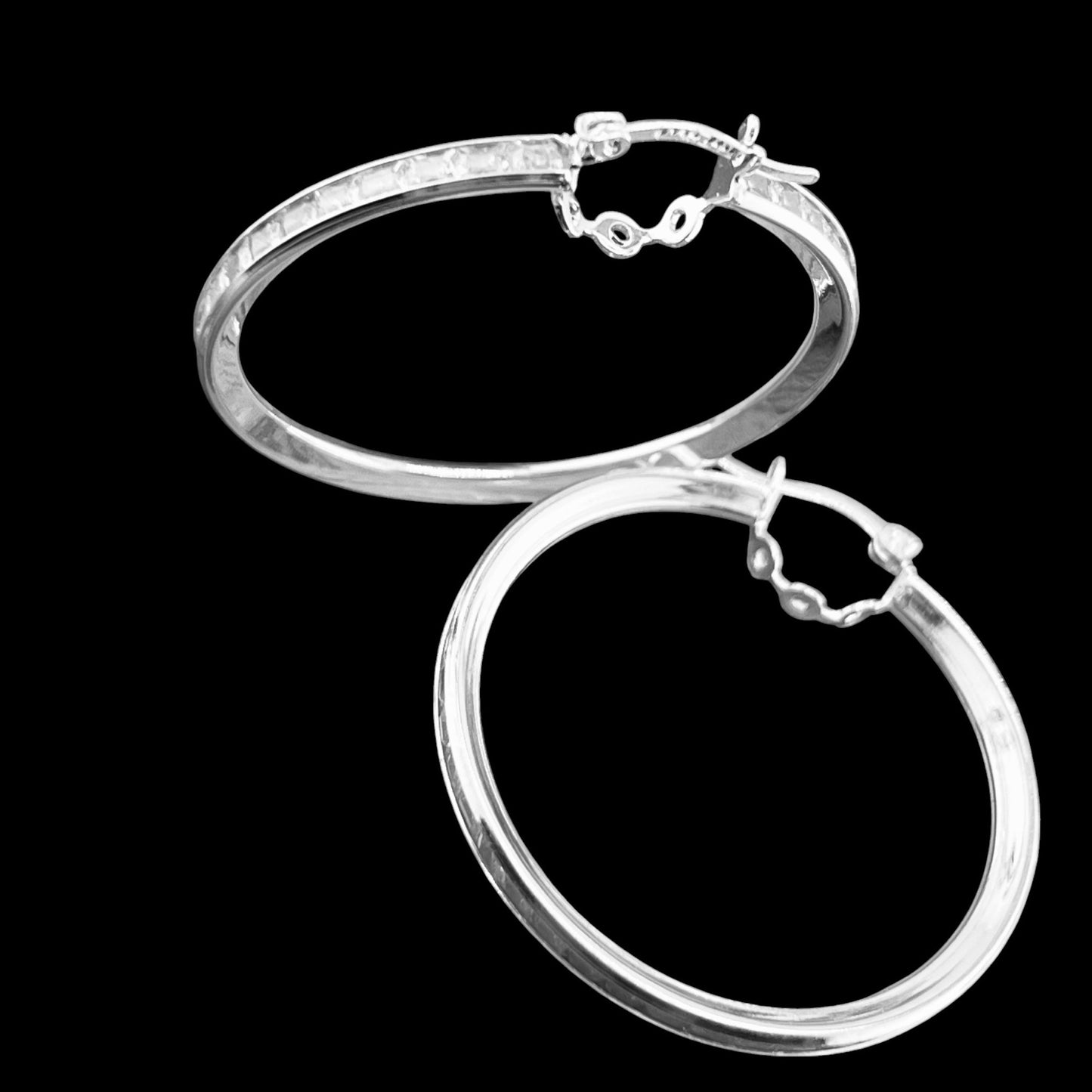 43mm HOOP .925 Silver Earrings with Cubic Zirconia