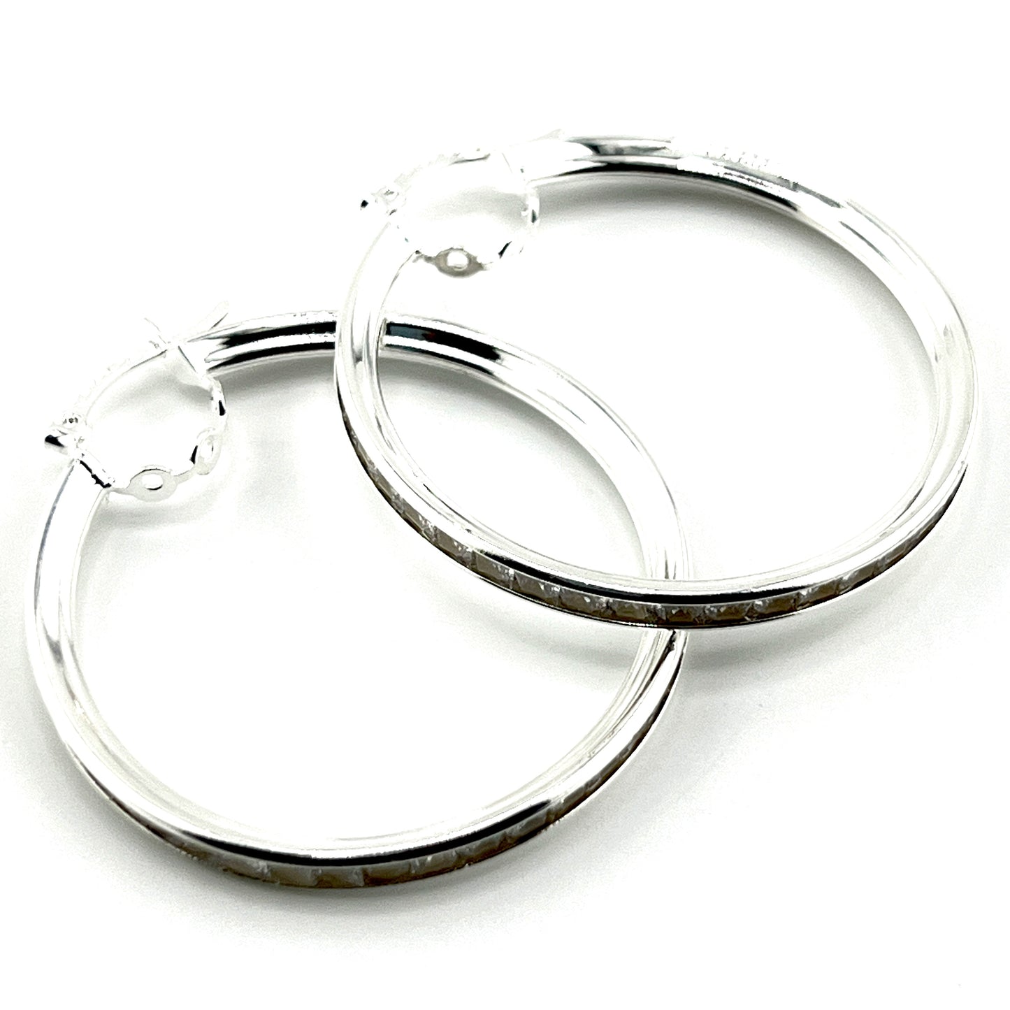 40mm HOOP .925 Silver Earrings with Cubic Zirconia