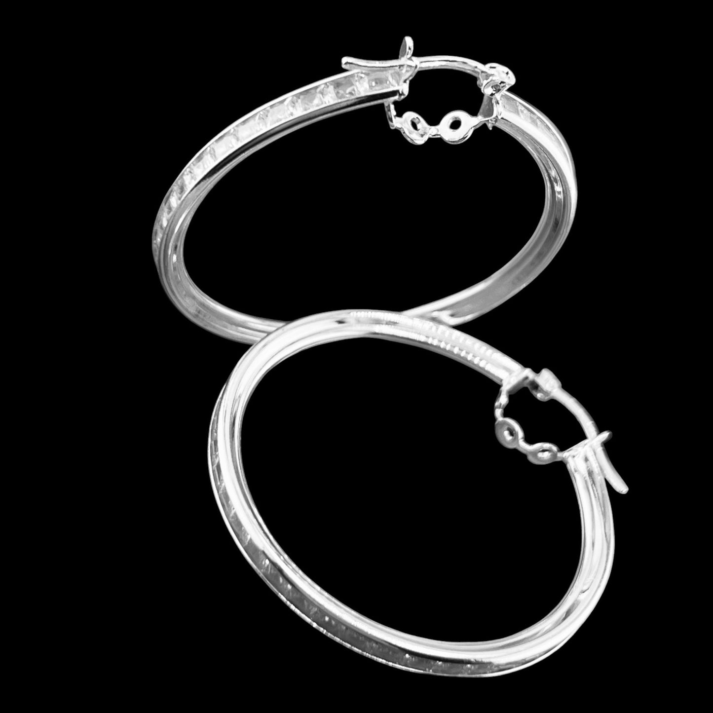 40mm HOOP .925 Silver Earrings with Cubic Zirconia