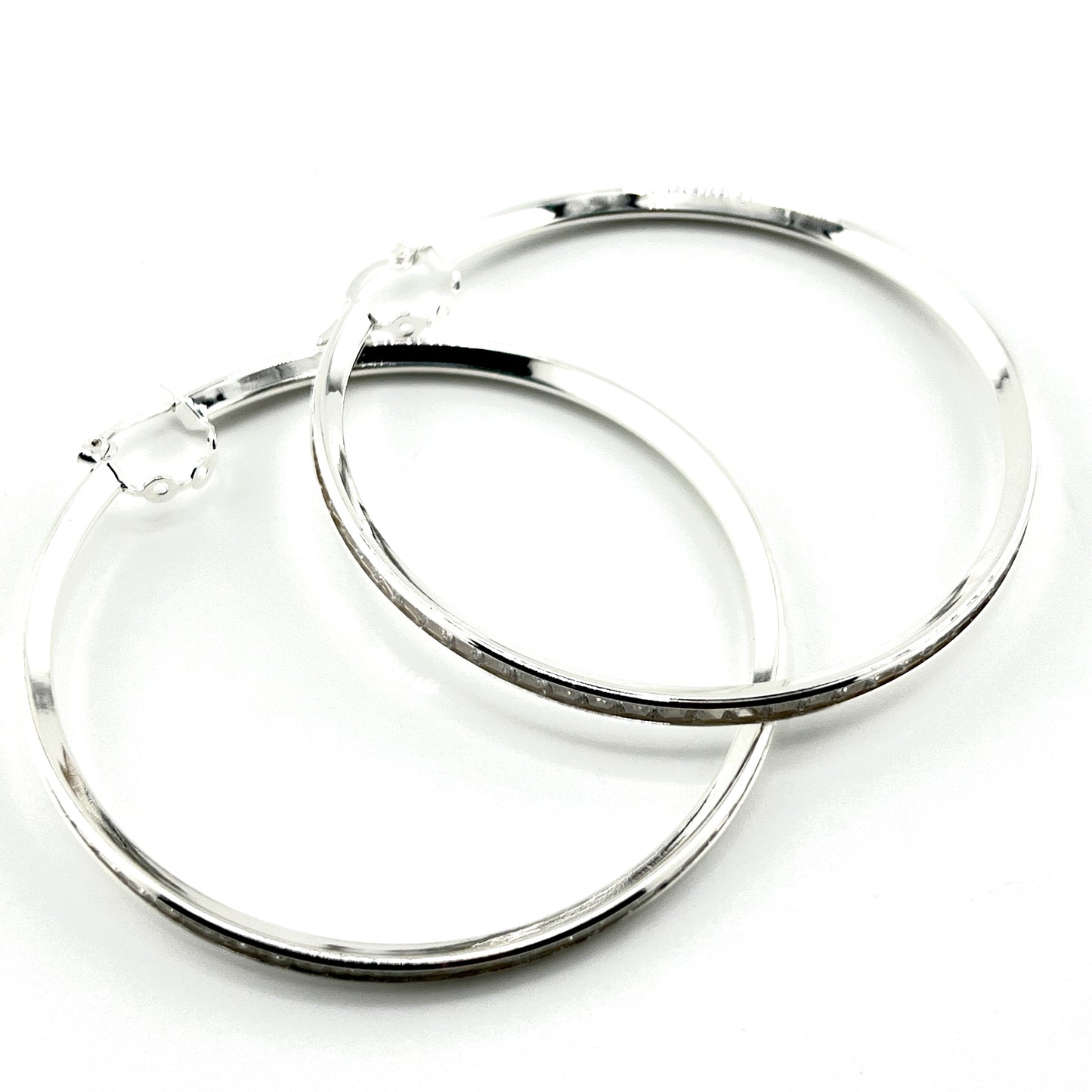 60mm HOOP .925 Silver Earrings with Cubic Zirconia