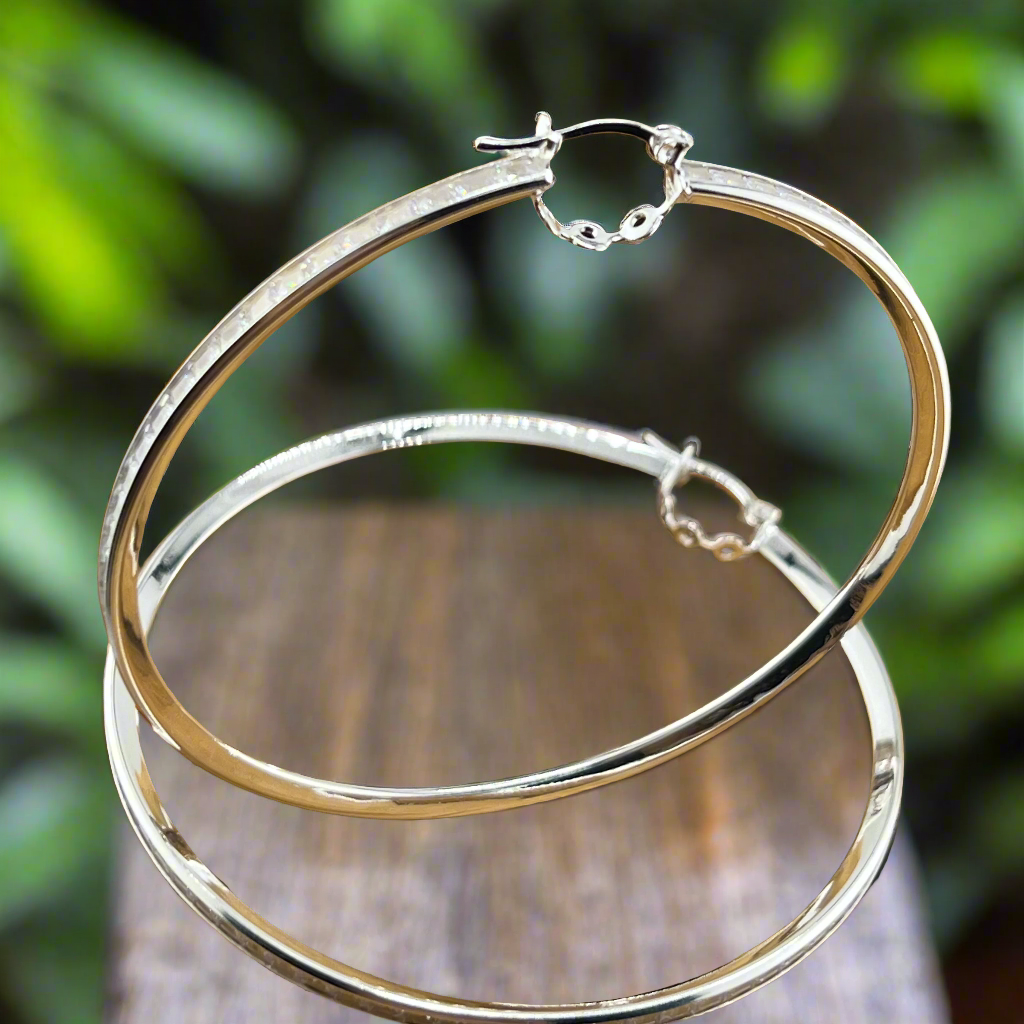 70mm HOOP .925 Silver Earrings with Cubic Zirconia
