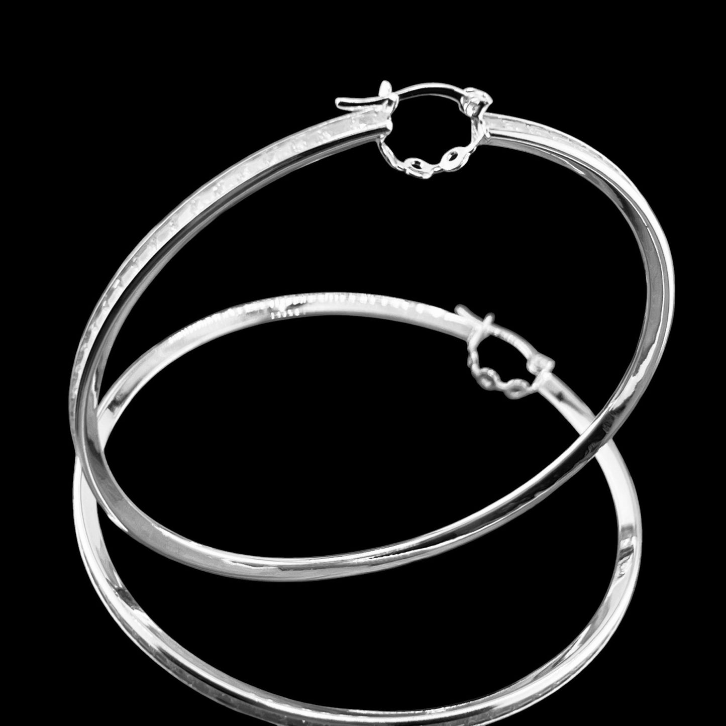 70mm HOOP .925 Silver Earrings with Cubic Zirconia