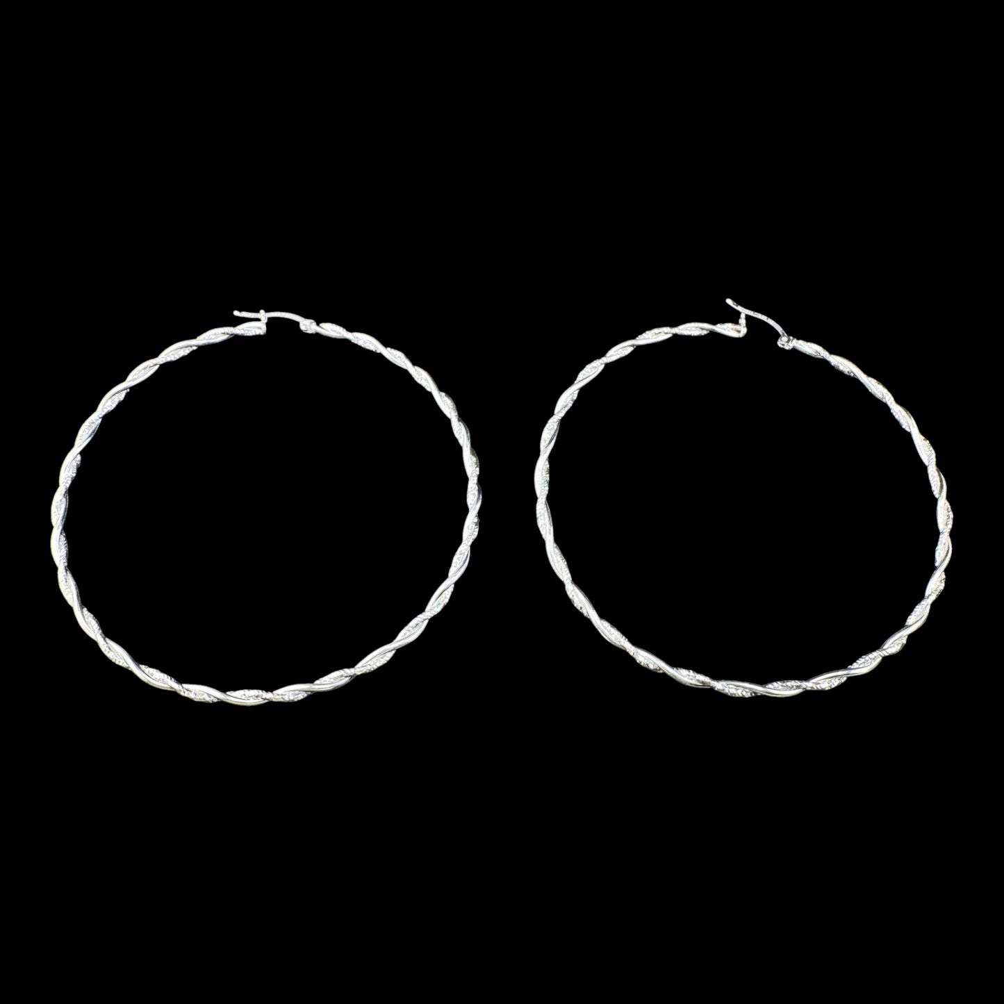 Twisted & diamante wire hoops 77.8mm