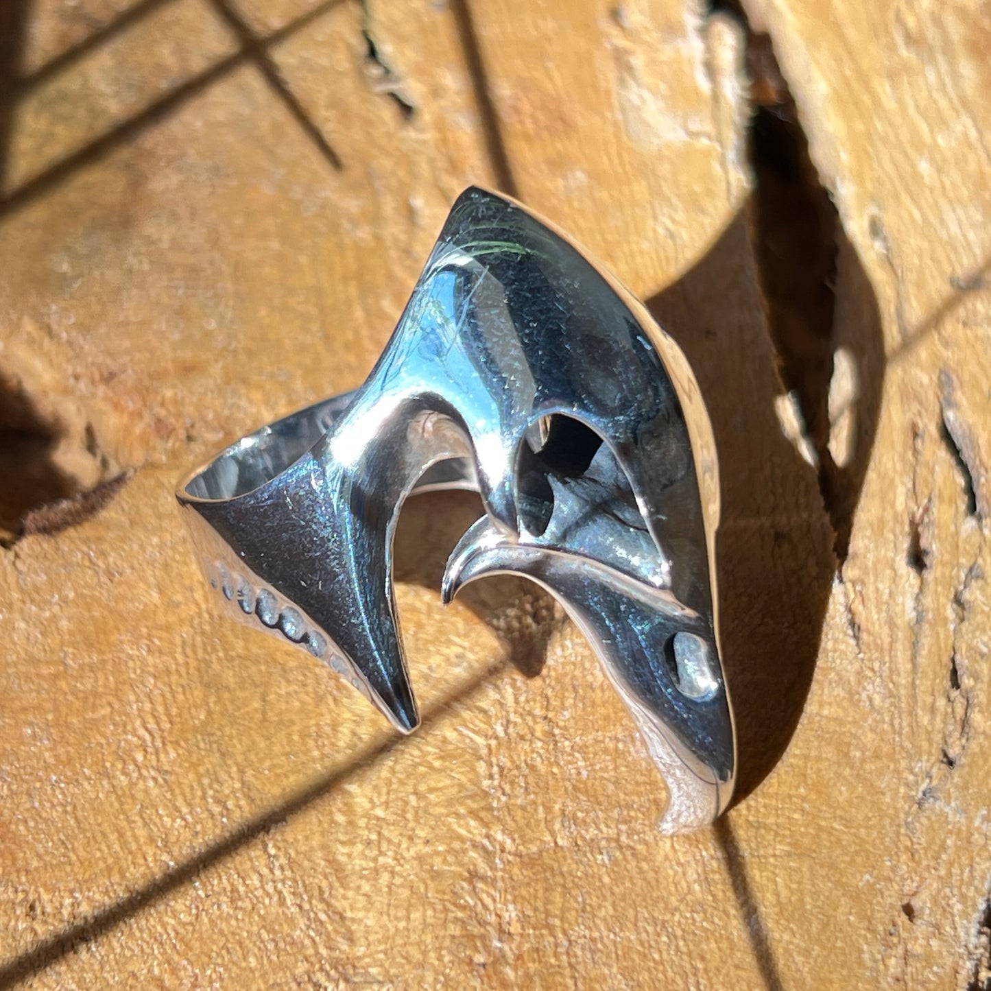 Size 12 Silver Ring with Falcon