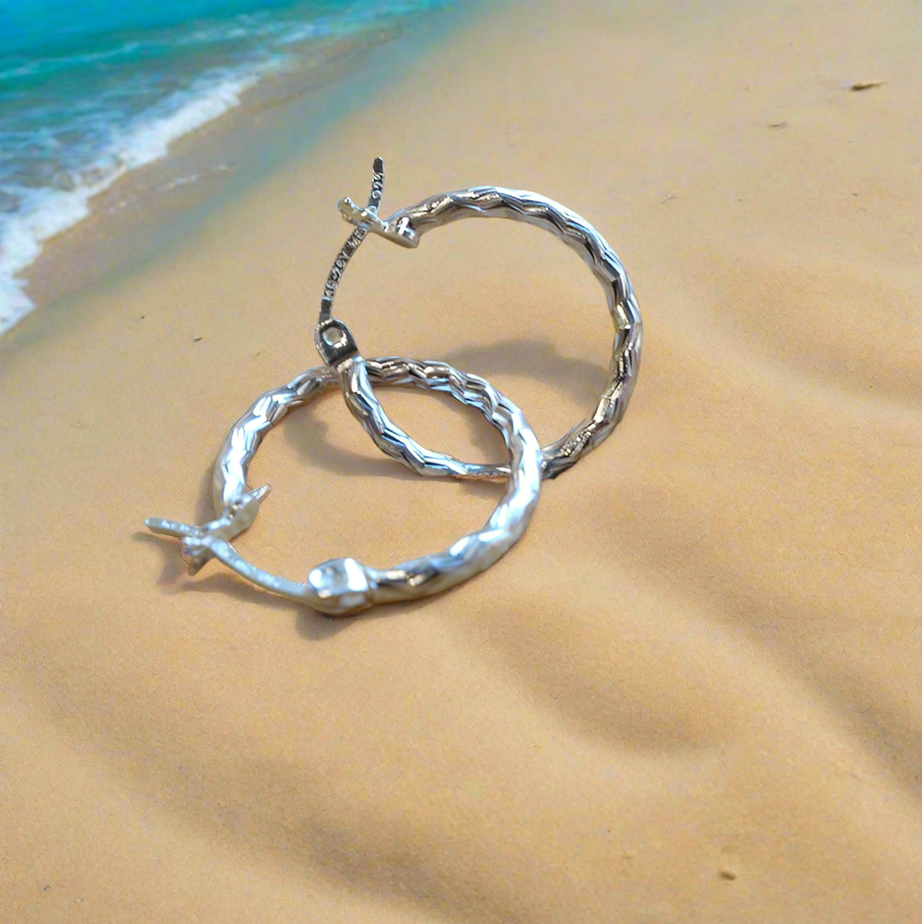 15cm Diamond Cut Solid Silver HOOP Earrings