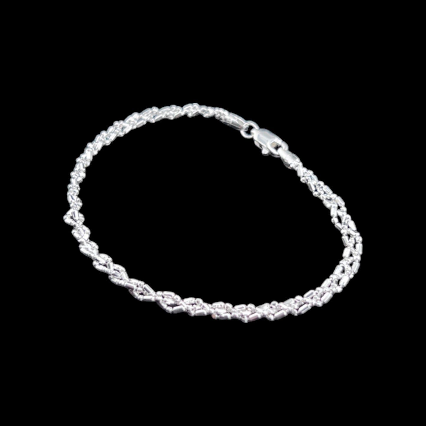 925 Sterling Silver Bracelet Chain BOLITA 120 1X1 DIAMAN TRENZADA