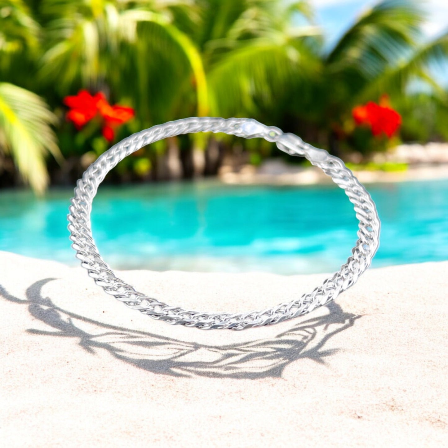 925 Sterling Silver Bracelet Chain DOBLE ROMBO 080