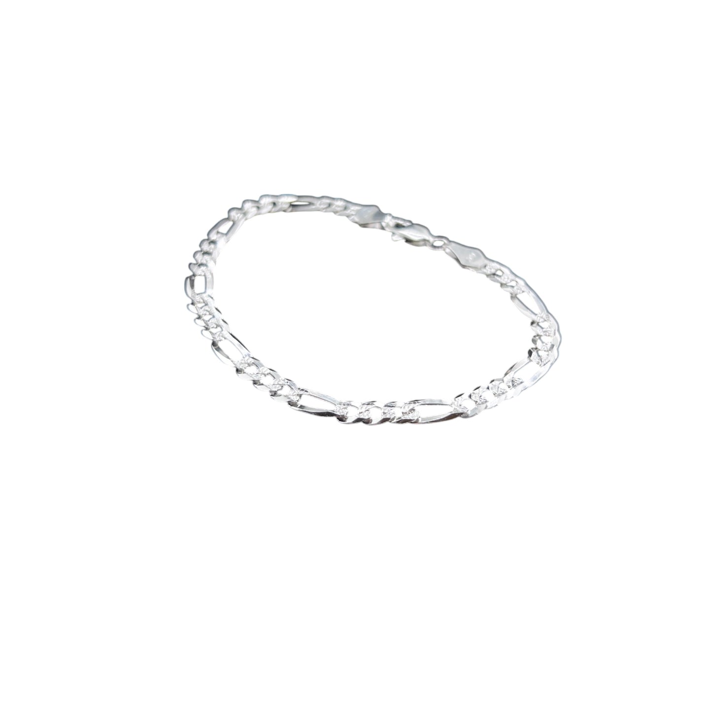 925 Sterling Silver Bracelet Chain FIGARO CUBANA 120 3X1 ZEGRINADA