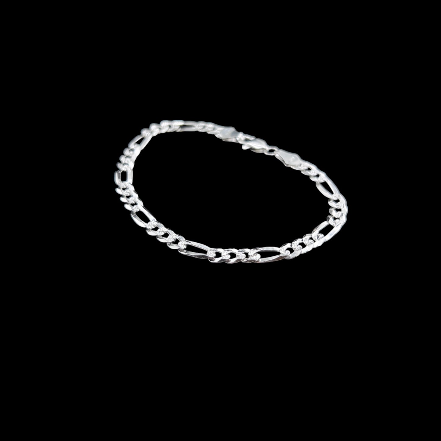 925 Sterling Silver Bracelet Chain FIGARO CUBANA 120 3X1 ZEGRINADA