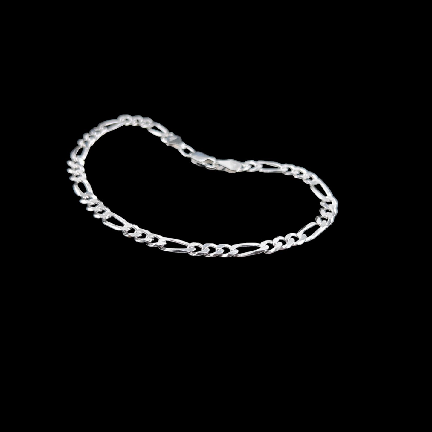 925 Sterling Silver Bracelet Chain FIGARO CUBANA 120 3X1 ZEGRINADA